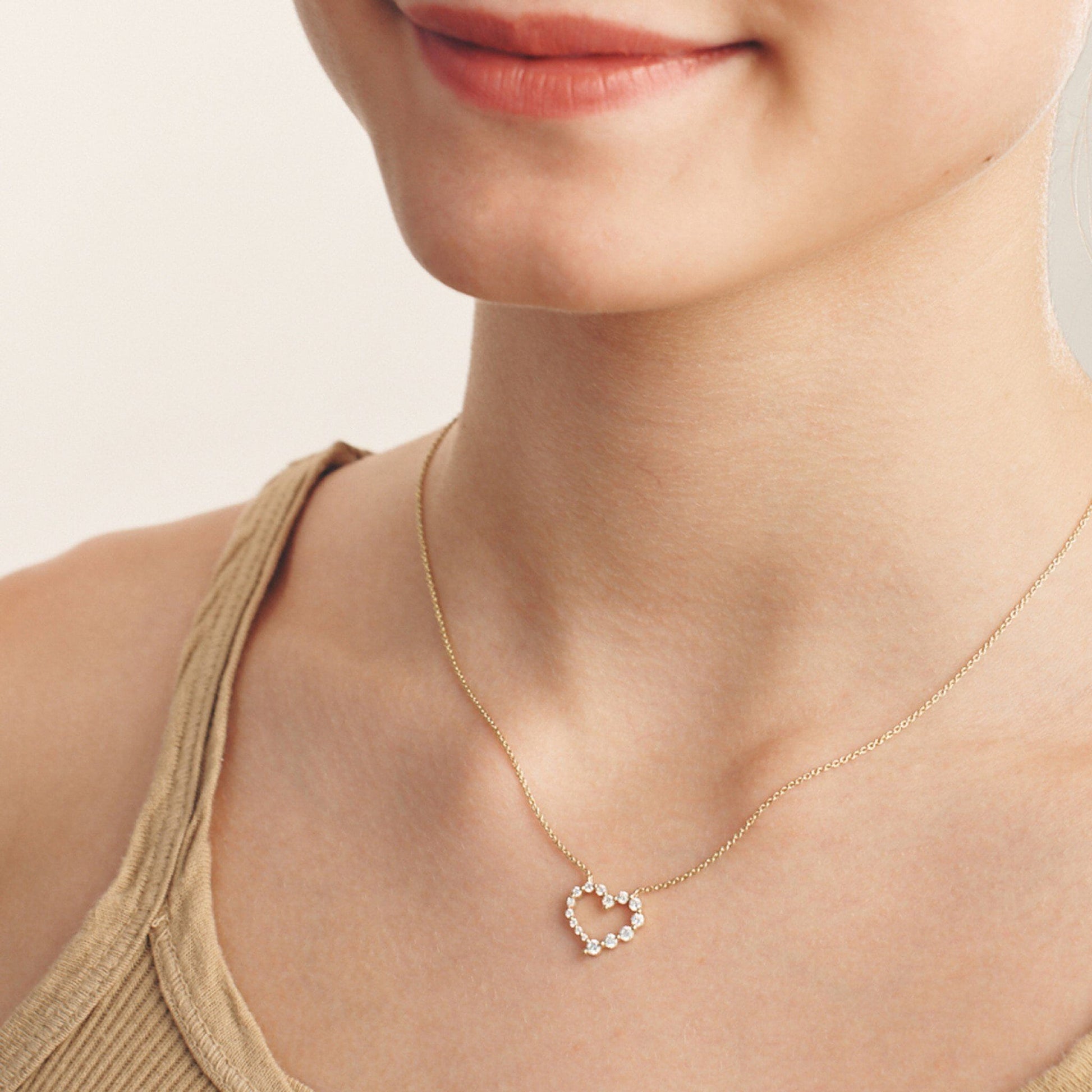 Diamond Heart Pendant - 14K Yellow Gold Necklaces magal-dev 