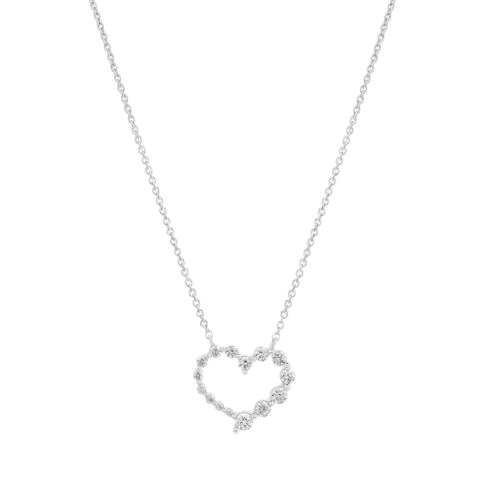 Diamond Heart Pendant - 14K White Gold Necklaces magal-dev 