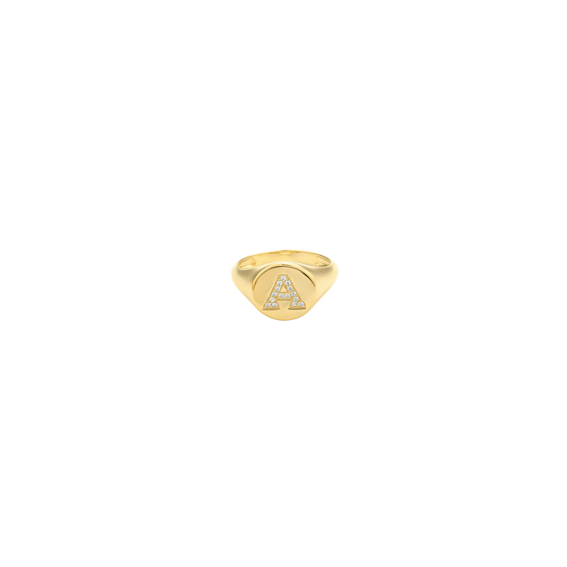Diamond Initial Signet Ring - 14K Yellow Gold Rings magal-dev US 4 