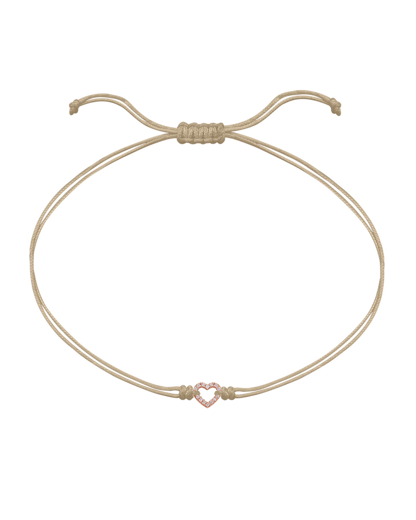 Diamond Outline Heart String of Love Bracelet - 14K Rose Gold Bracelets magal-dev Beige 
