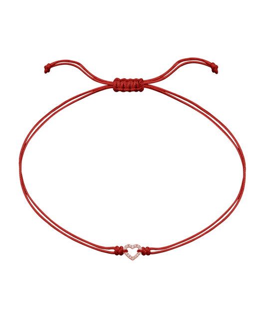 Diamond Outline Heart String of Love Bracelet - 14K Rose Gold Bracelets magal-dev Red 