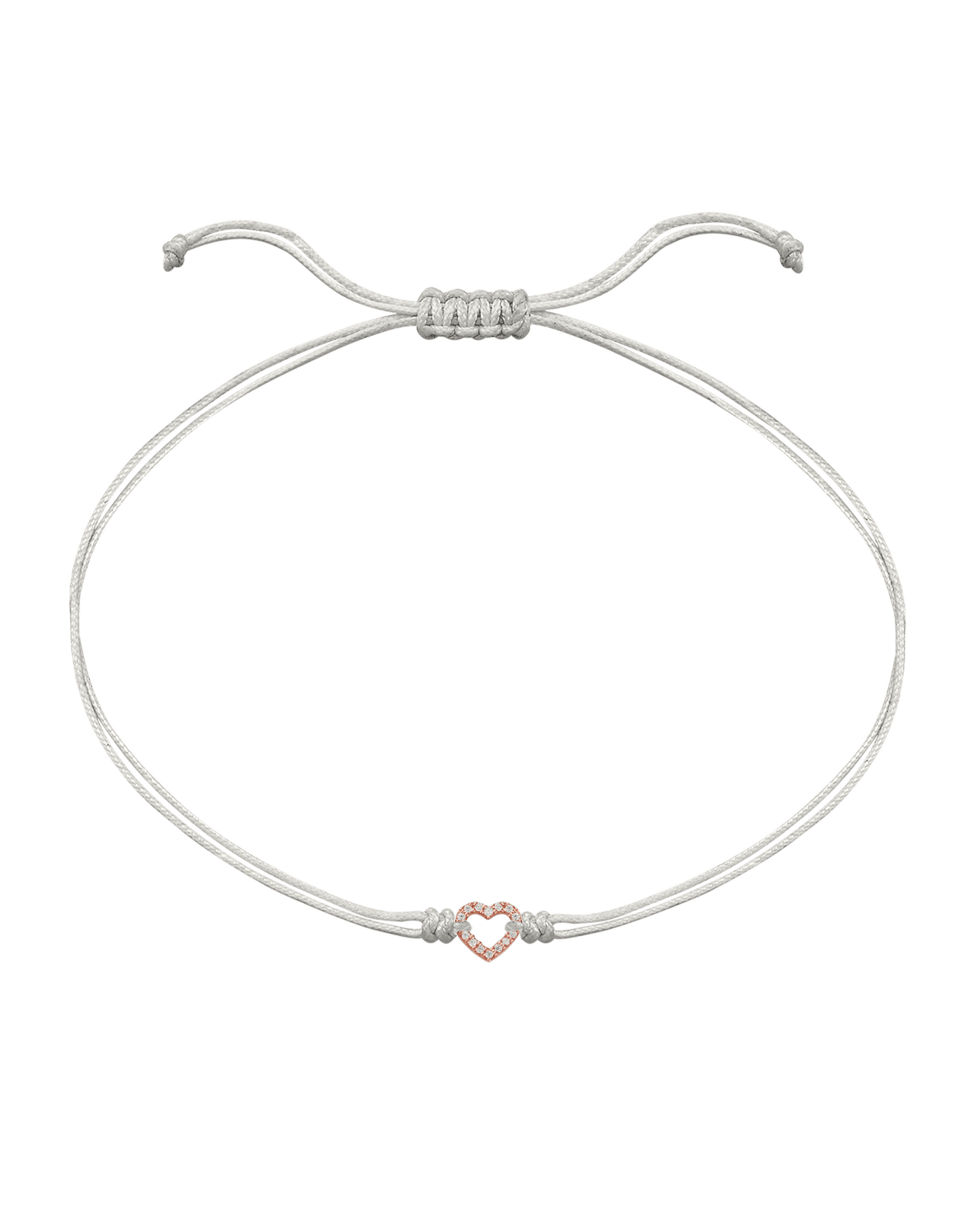 Diamond Outline Heart String of Love Bracelet - 14K Rose Gold Bracelets magal-dev Pearl 