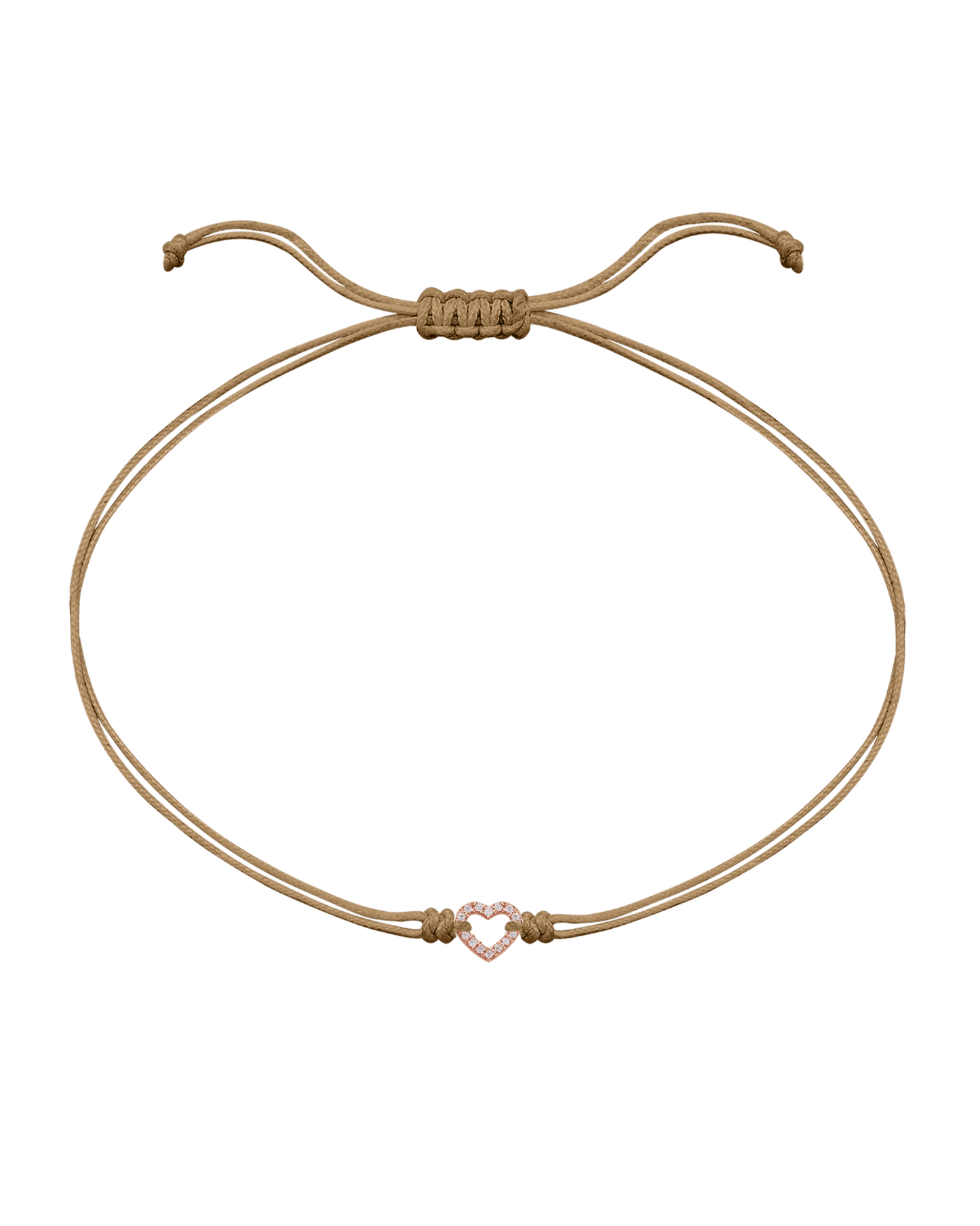 Diamond Outline Heart String of Love Bracelet - 14K Rose Gold Bracelets magal-dev Camel 