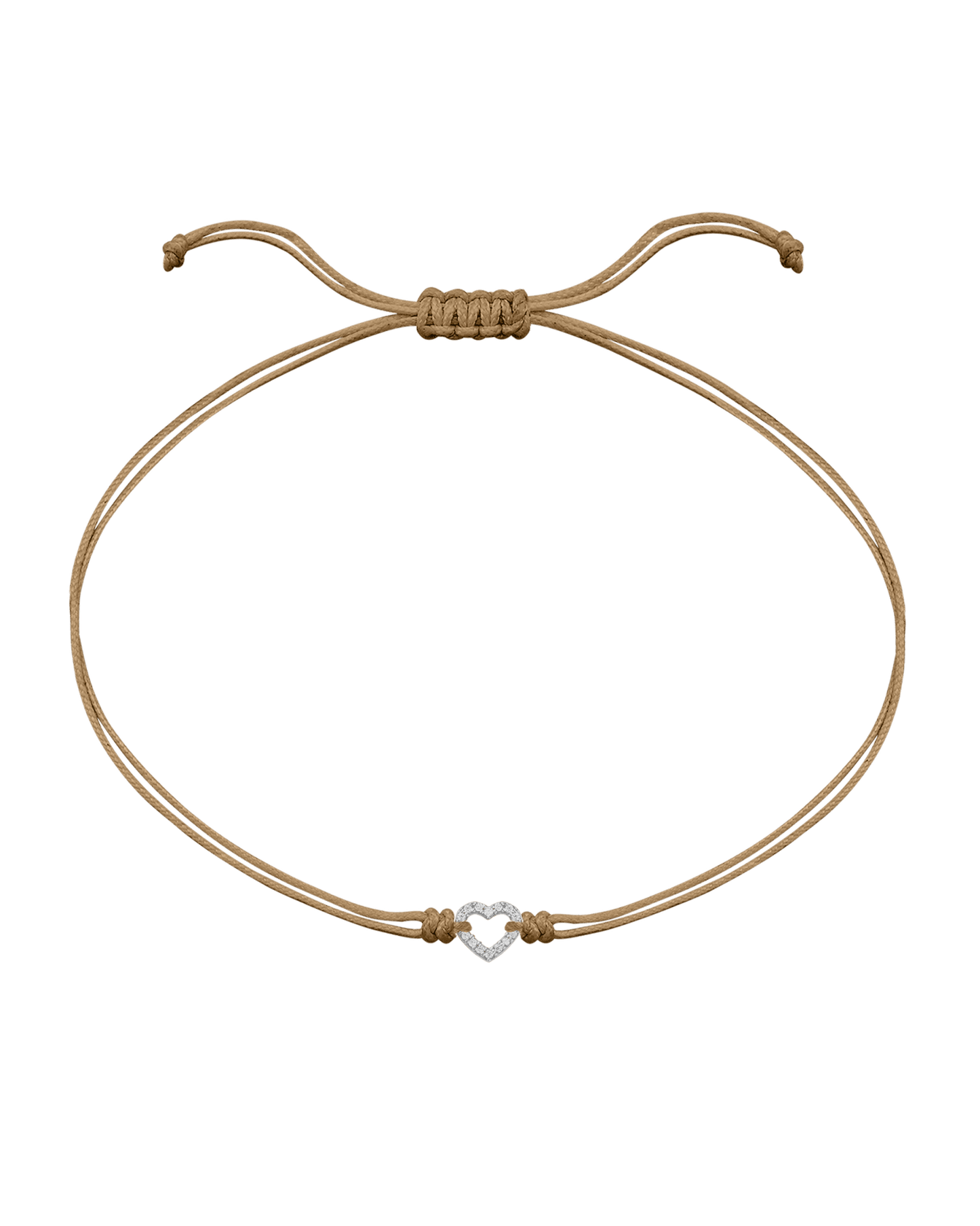 Diamond Outline Heart String of Love Bracelet - 14K White Gold Bracelets magal-dev Camel 