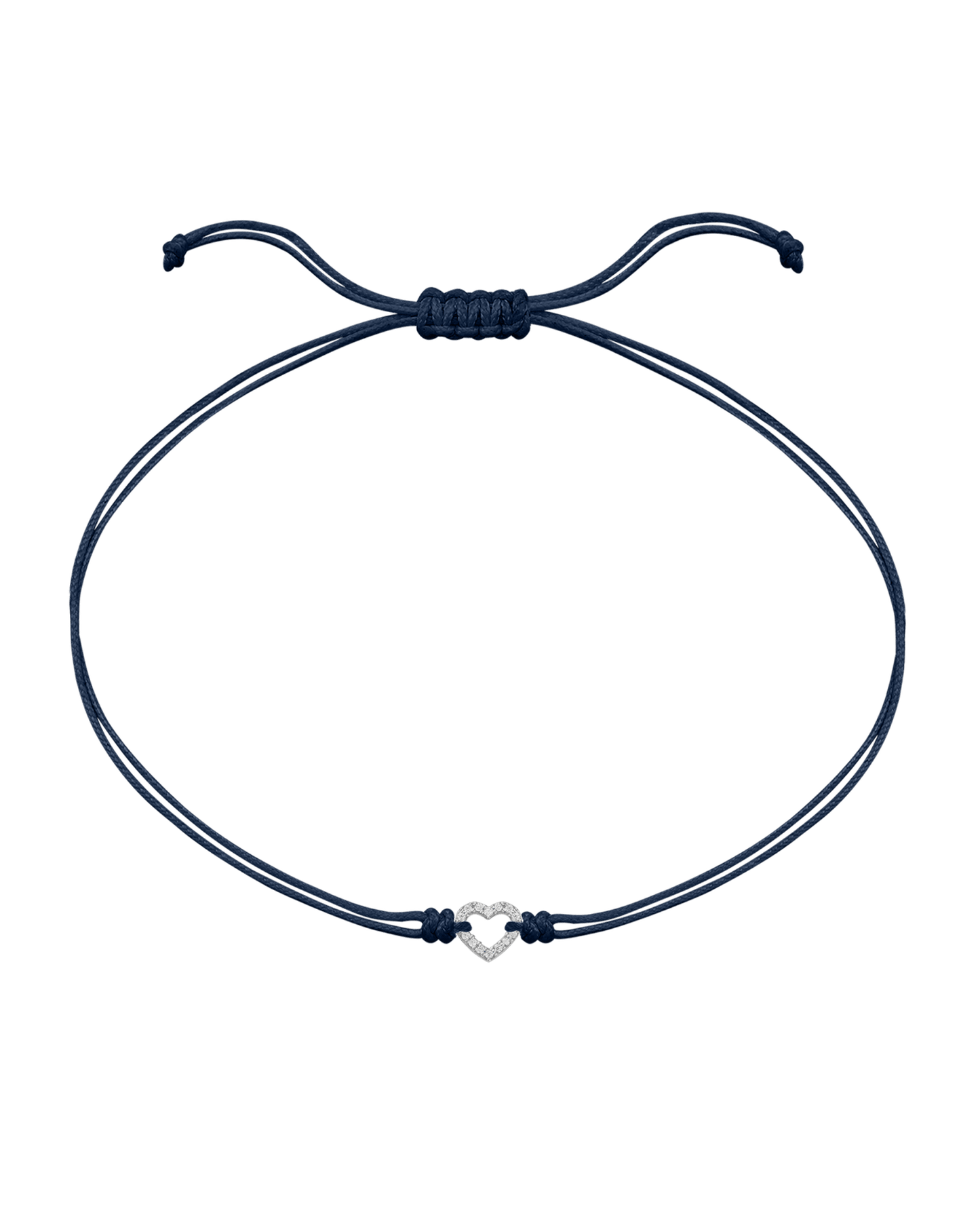 Diamond Outline Heart String of Love Bracelet - 14K White Gold Bracelets magal-dev Navy Blue 