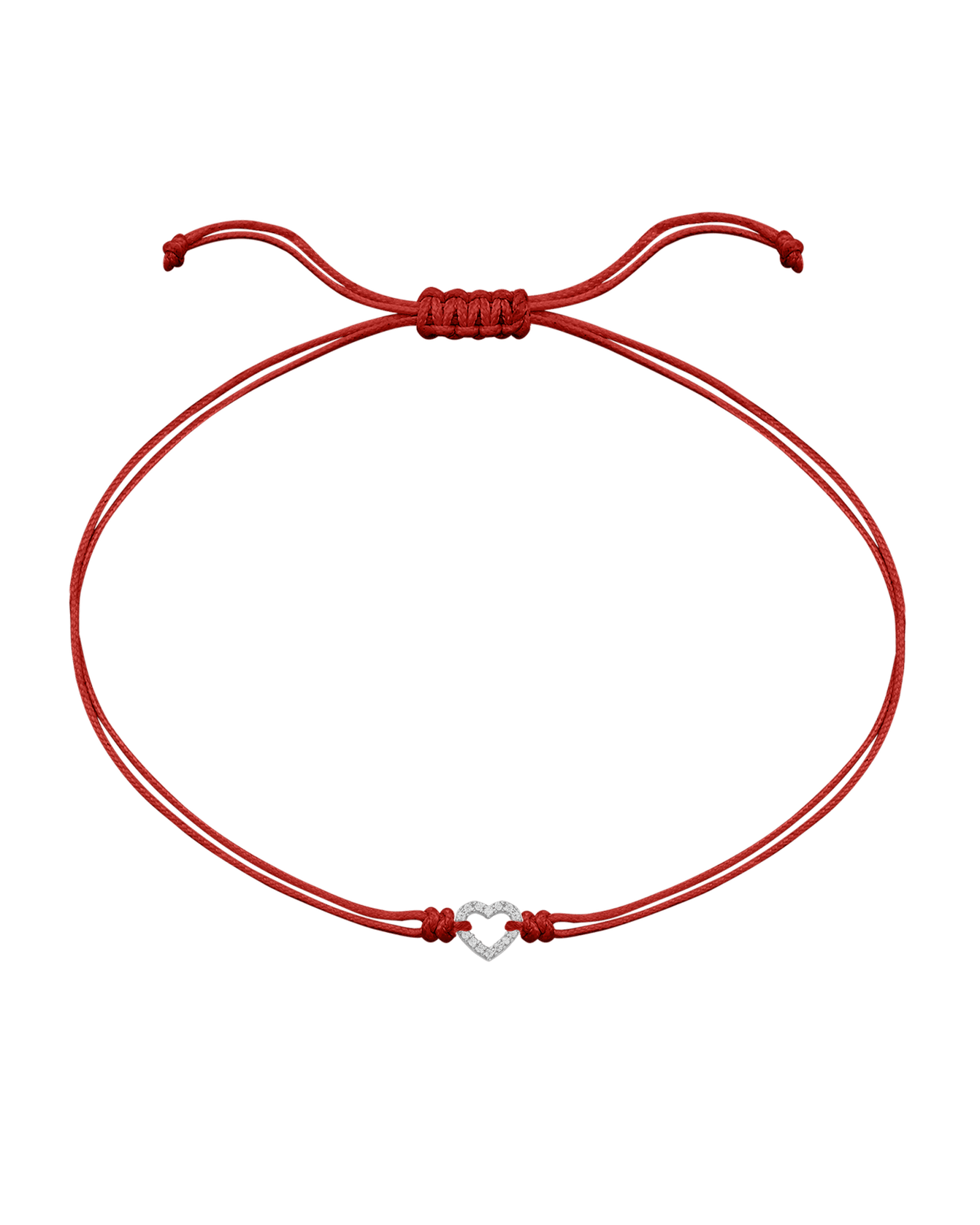 Diamond Outline Heart String of Love Bracelet - 14K White Gold Bracelets magal-dev Red 