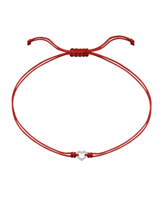 Diamond Outline Heart String of Love Bracelet - 14K White Gold Bracelets magal-dev Red 