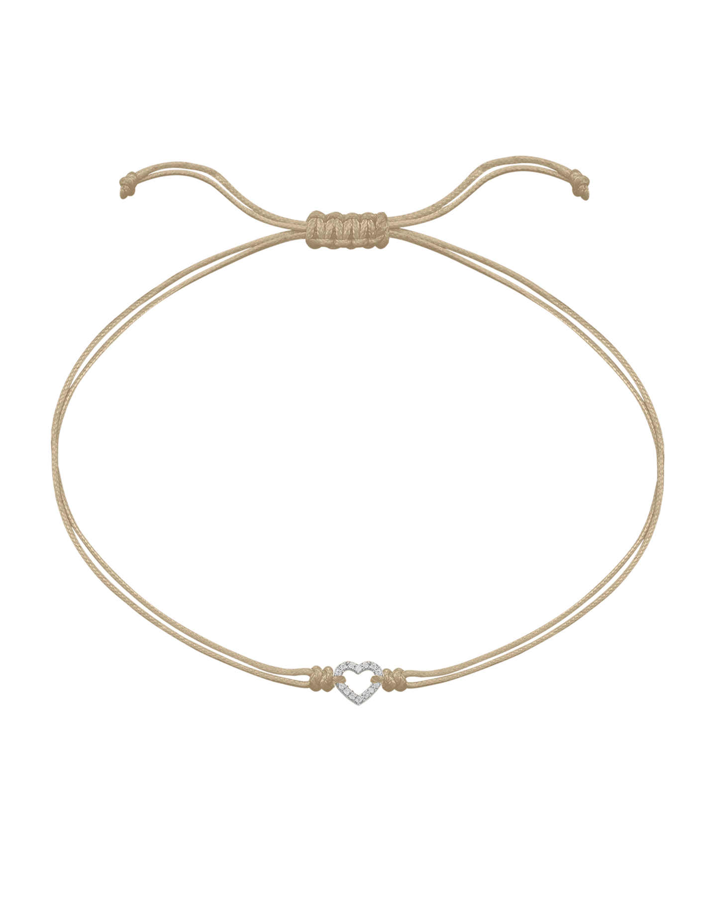 Diamond Outline Heart String of Love Bracelet - 14K White Gold Bracelets magal-dev Beige 