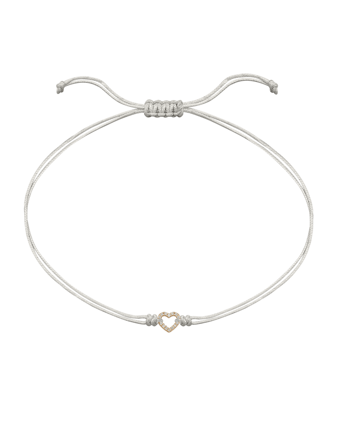 Diamond Outline Heart String of Love Bracelet - 14K Yellow Gold Bracelets magal-dev Pearl 