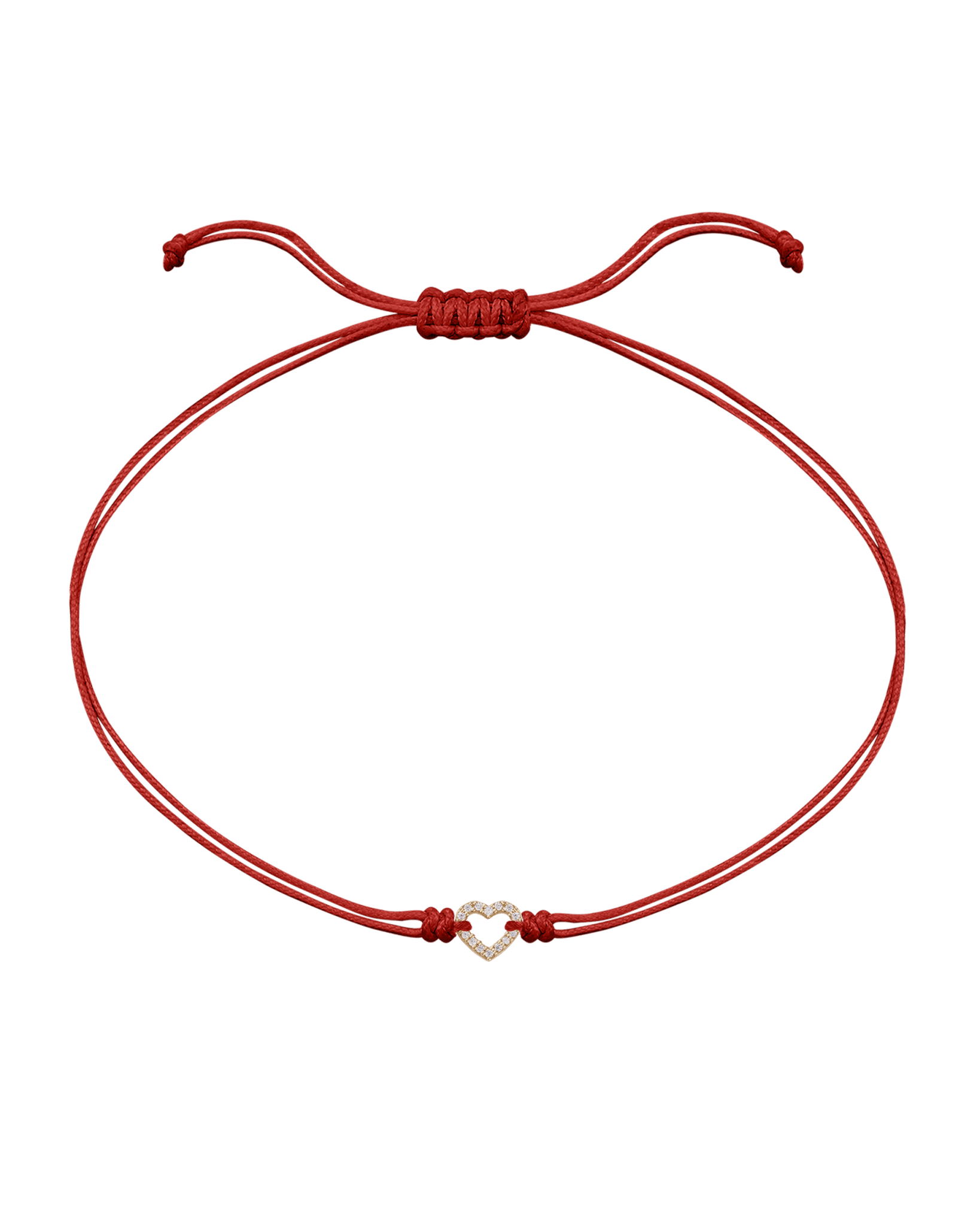 Diamond Outline Heart String of Love Bracelet - 14K Yellow Gold Bracelets magal-dev Red 