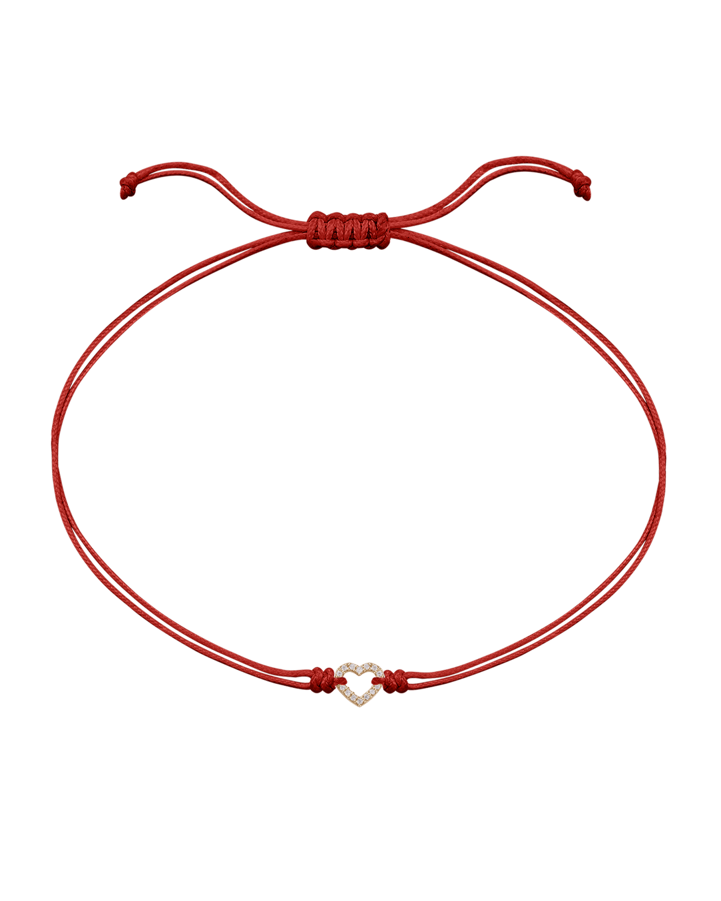 Diamond Outline Heart String of Love Bracelet - 14K Yellow Gold Bracelets magal-dev Red 