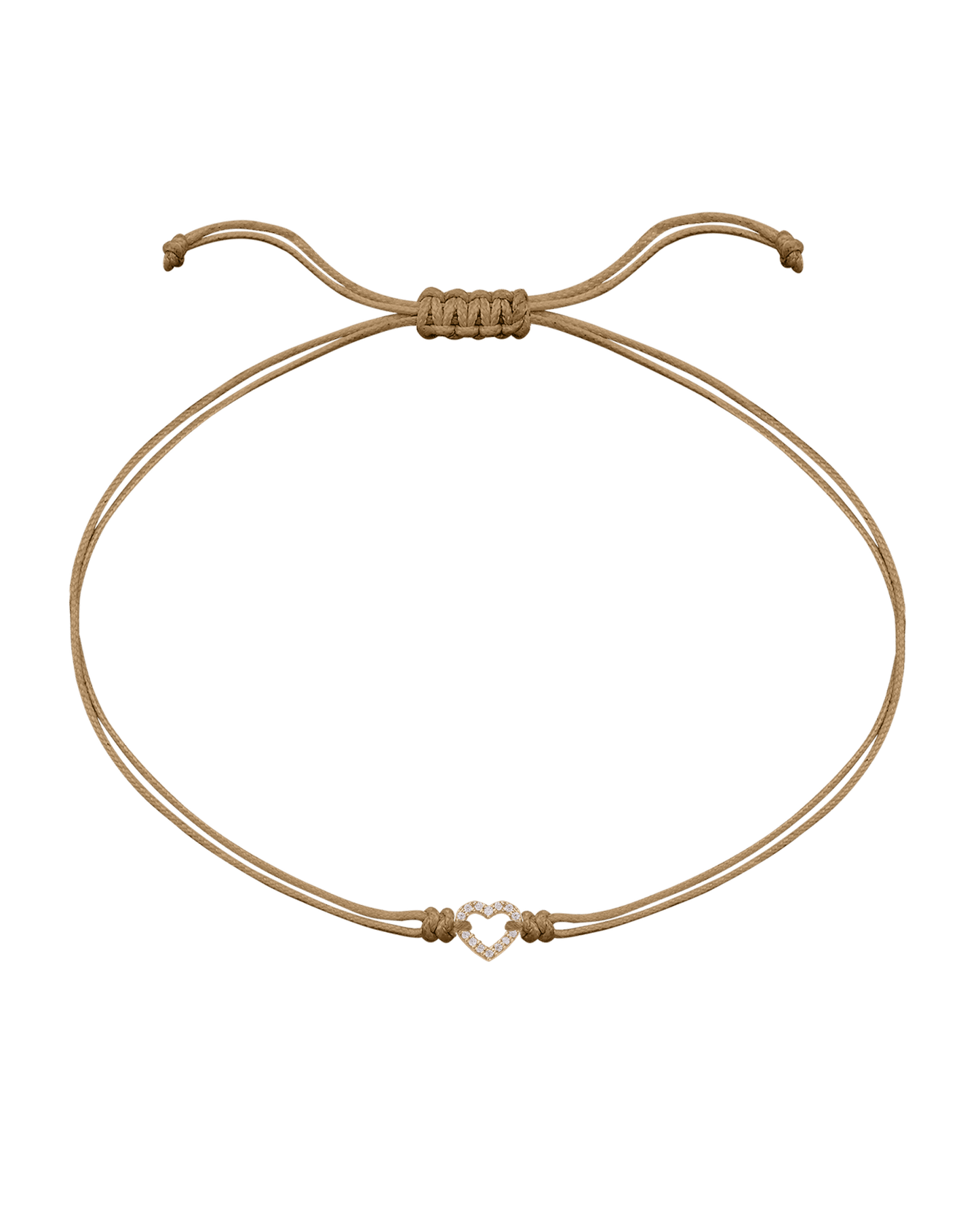 Diamond Outline Heart String of Love Bracelet - 14K Yellow Gold Bracelets magal-dev Camel 