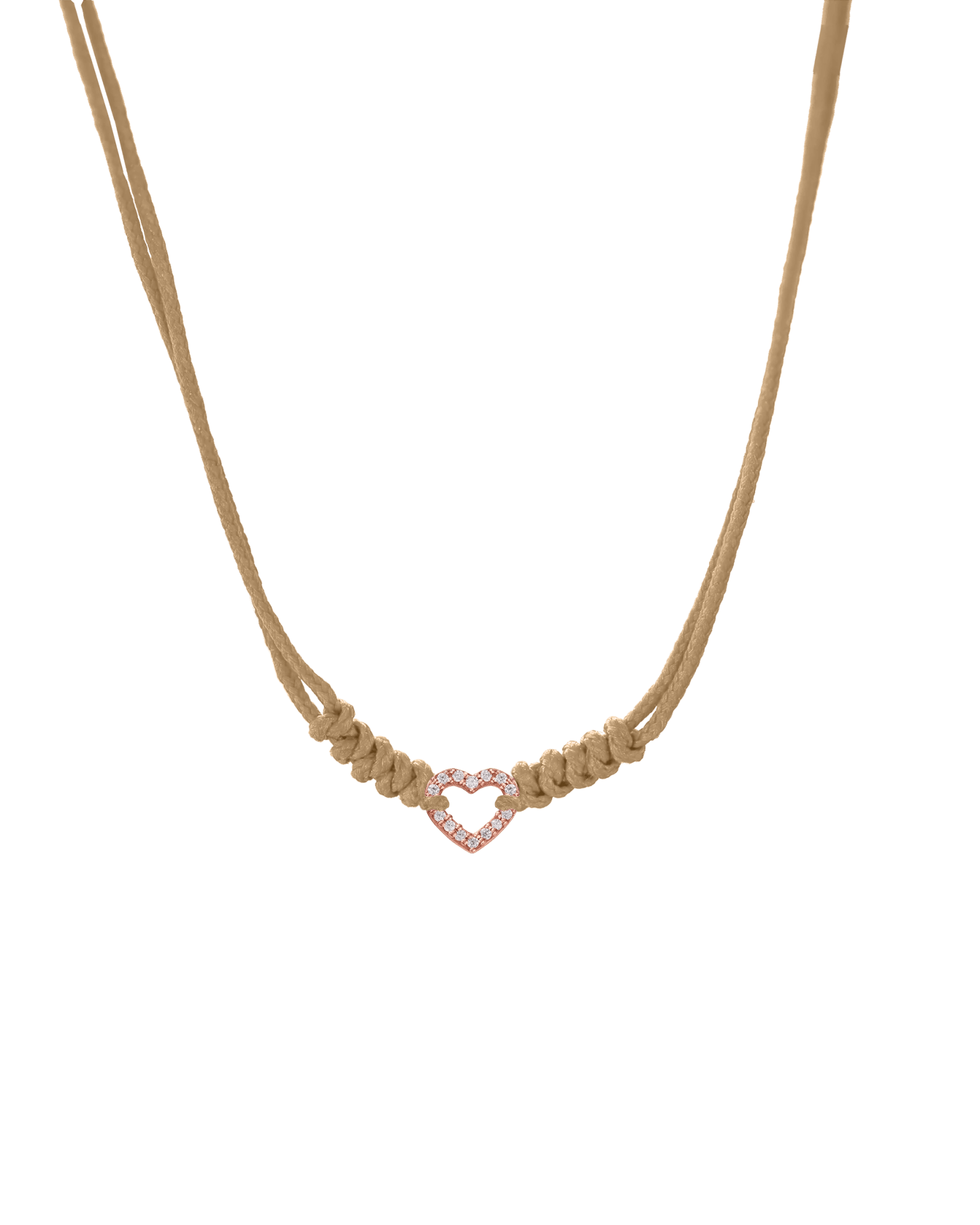 Diamond Outline Heart String of Love Necklace - 14K Rose Gold Necklaces 14K Solid Gold Camel 