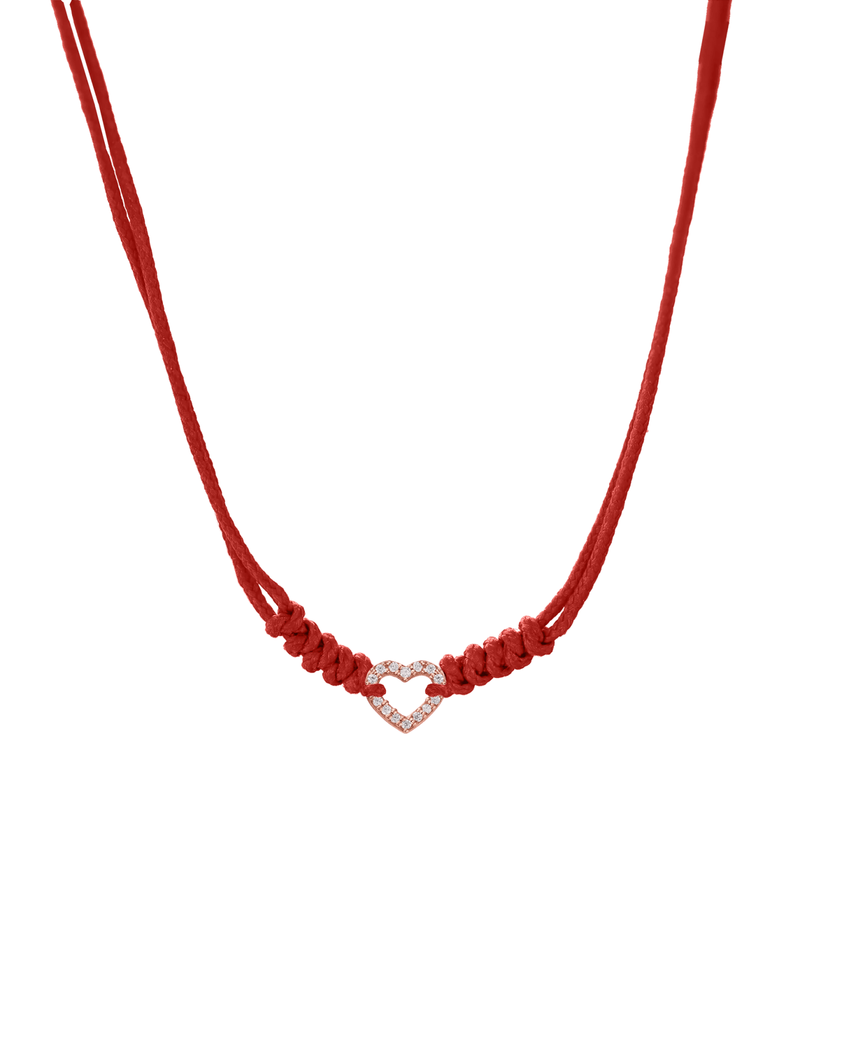 Diamond Outline Heart String of Love Necklace - 14K Rose Gold Necklaces 14K Solid Gold Red 