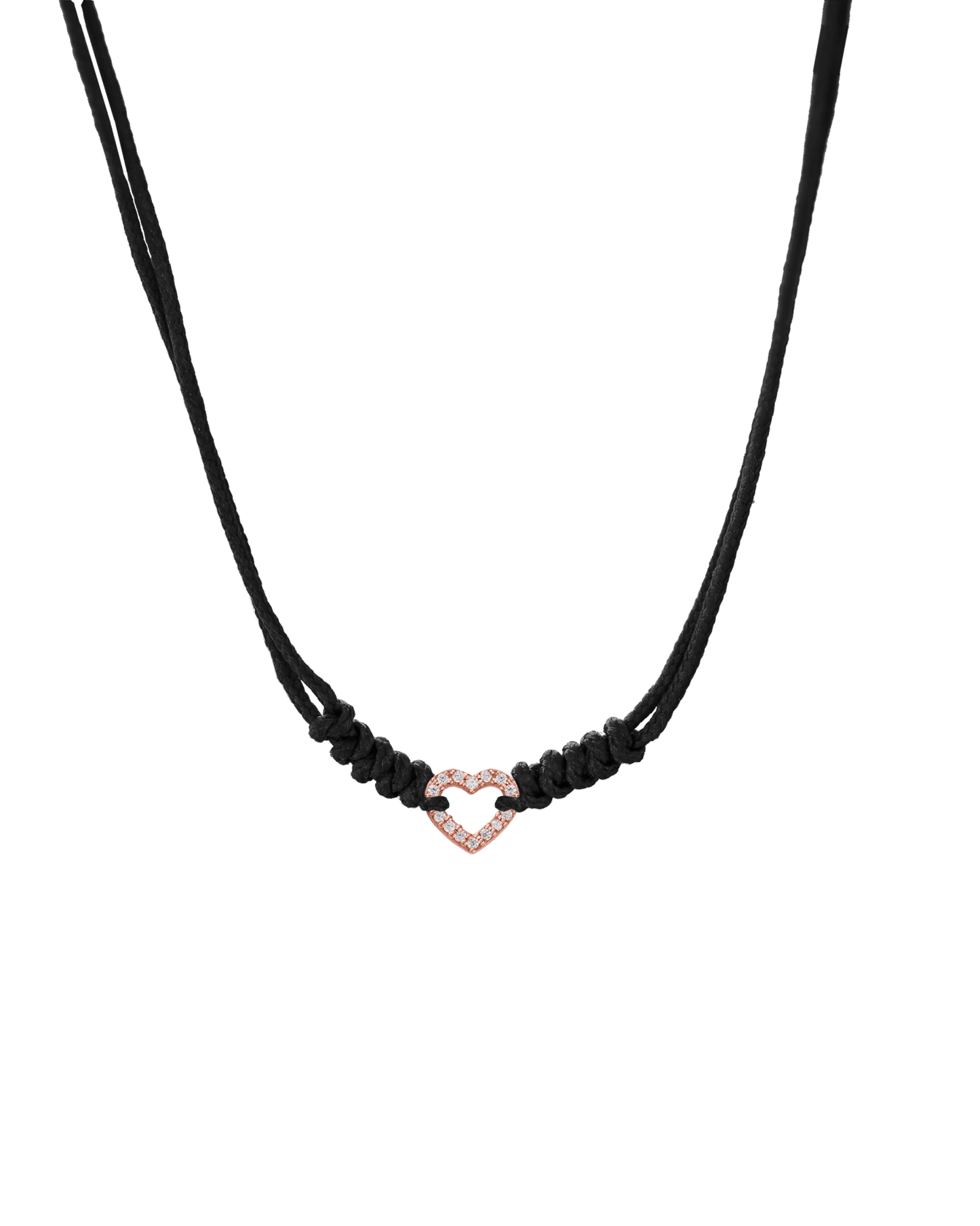 Diamond Outline Heart String of Love Necklace - 14K Rose Gold Necklaces 14K Solid Gold Black 