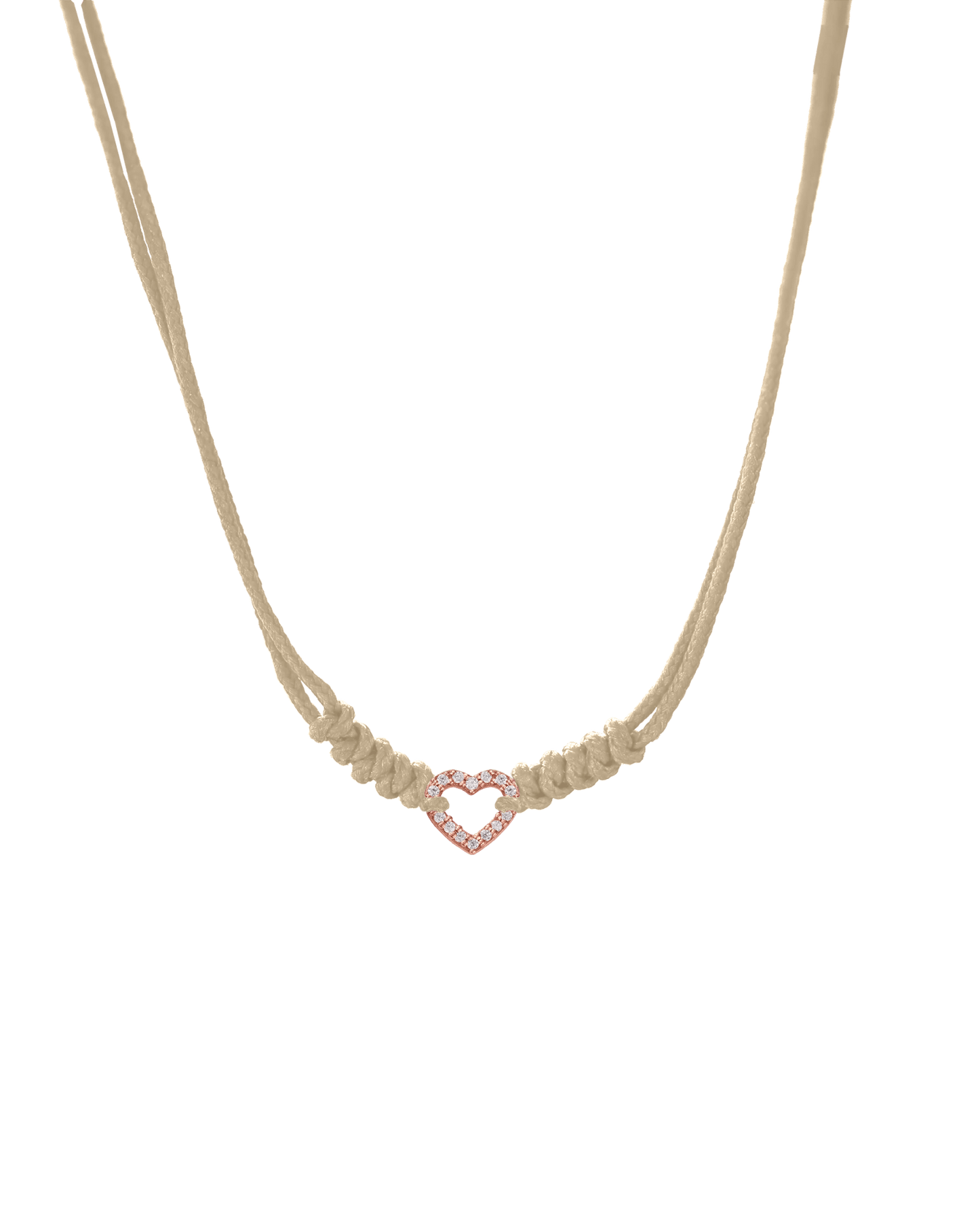 Diamond Outline Heart String of Love Necklace - 14K Rose Gold Necklaces 14K Solid Gold Beige 