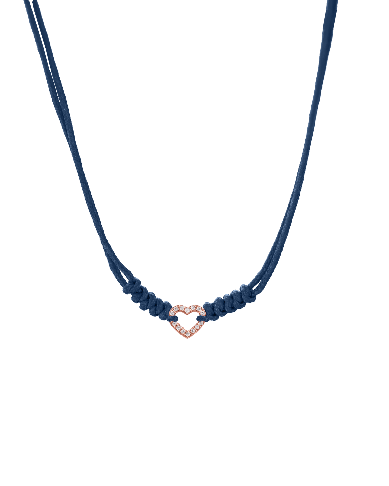 Diamond Outline Heart String of Love Necklace - 14K Rose Gold Necklaces 14K Solid Gold Indigo 