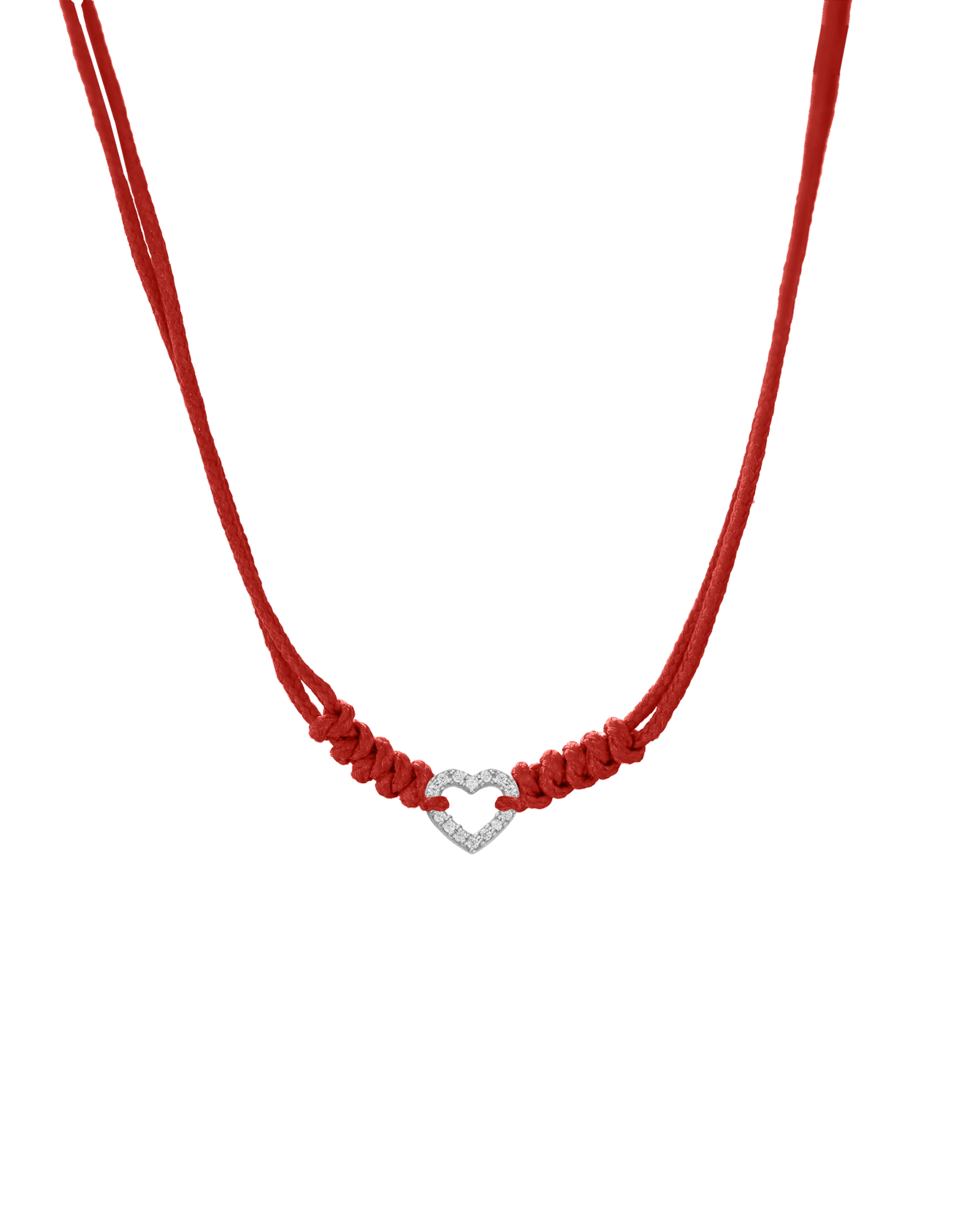 Diamond Outline Heart String of Love Necklace - 14K White Gold Necklaces 14K Solid Gold Red 