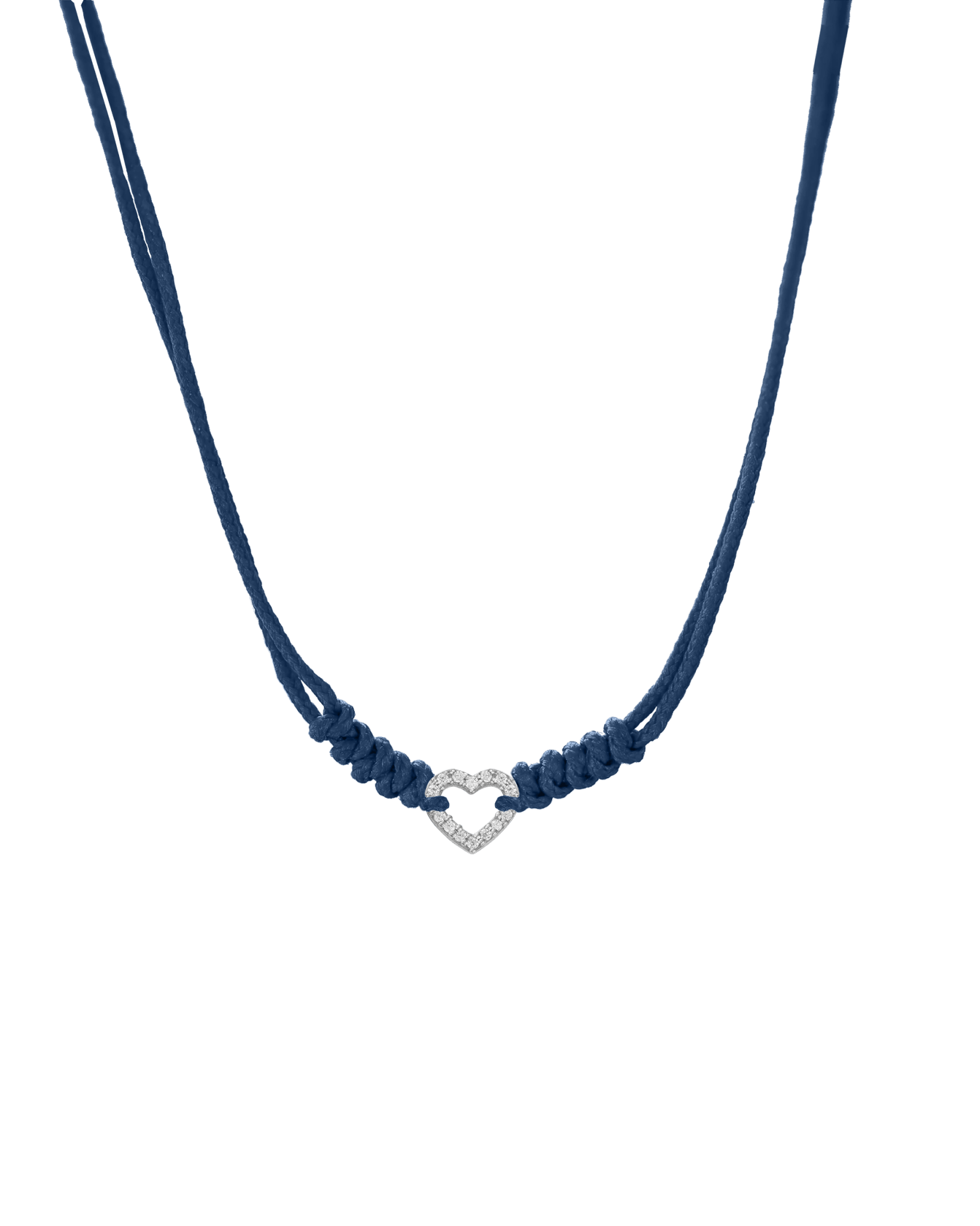 Diamond Outline Heart String of Love Necklace - 14K White Gold Necklaces 14K Solid Gold Indigo 