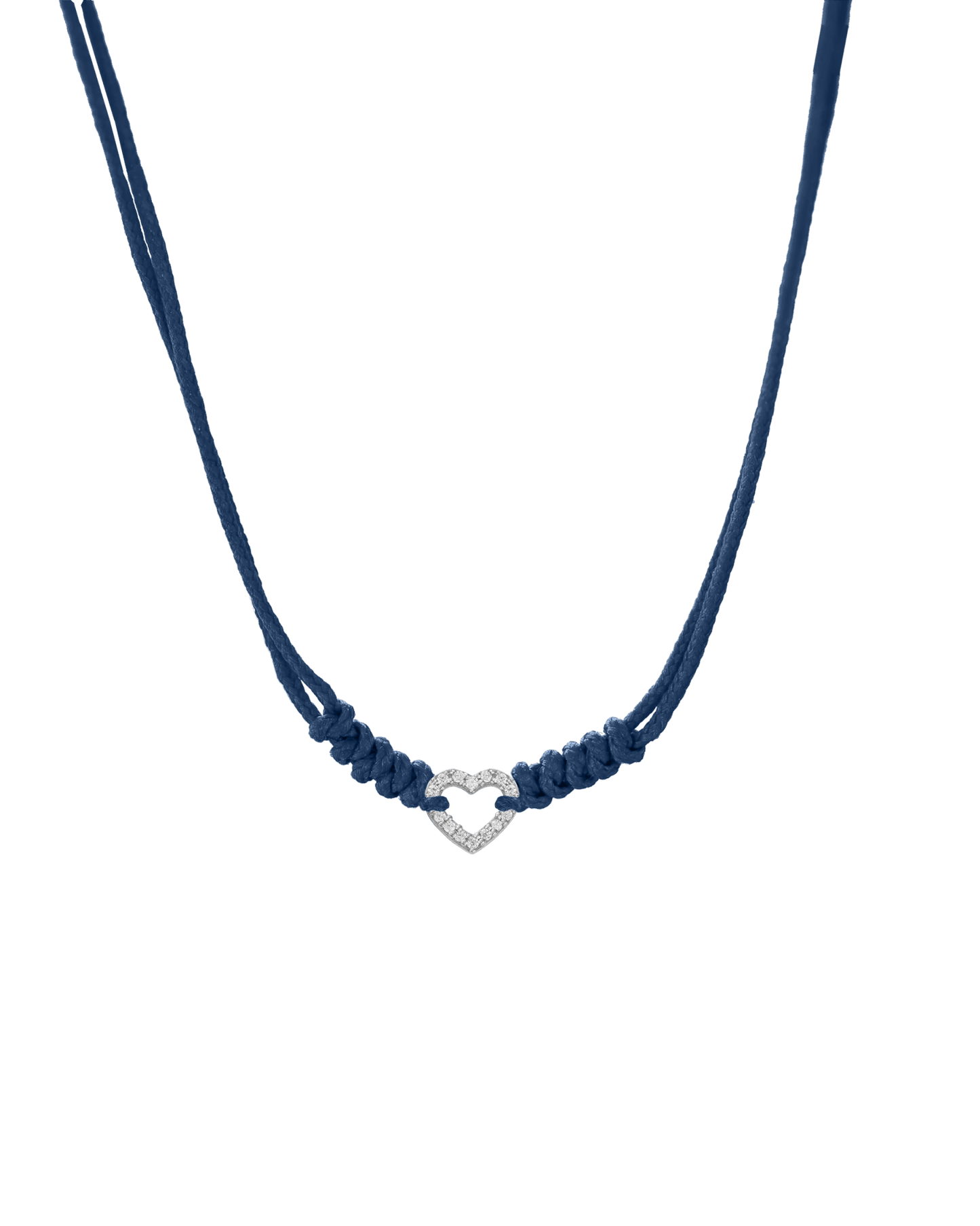 Diamond Outline Heart String of Love Necklace - 14K White Gold Necklaces 14K Solid Gold Indigo 