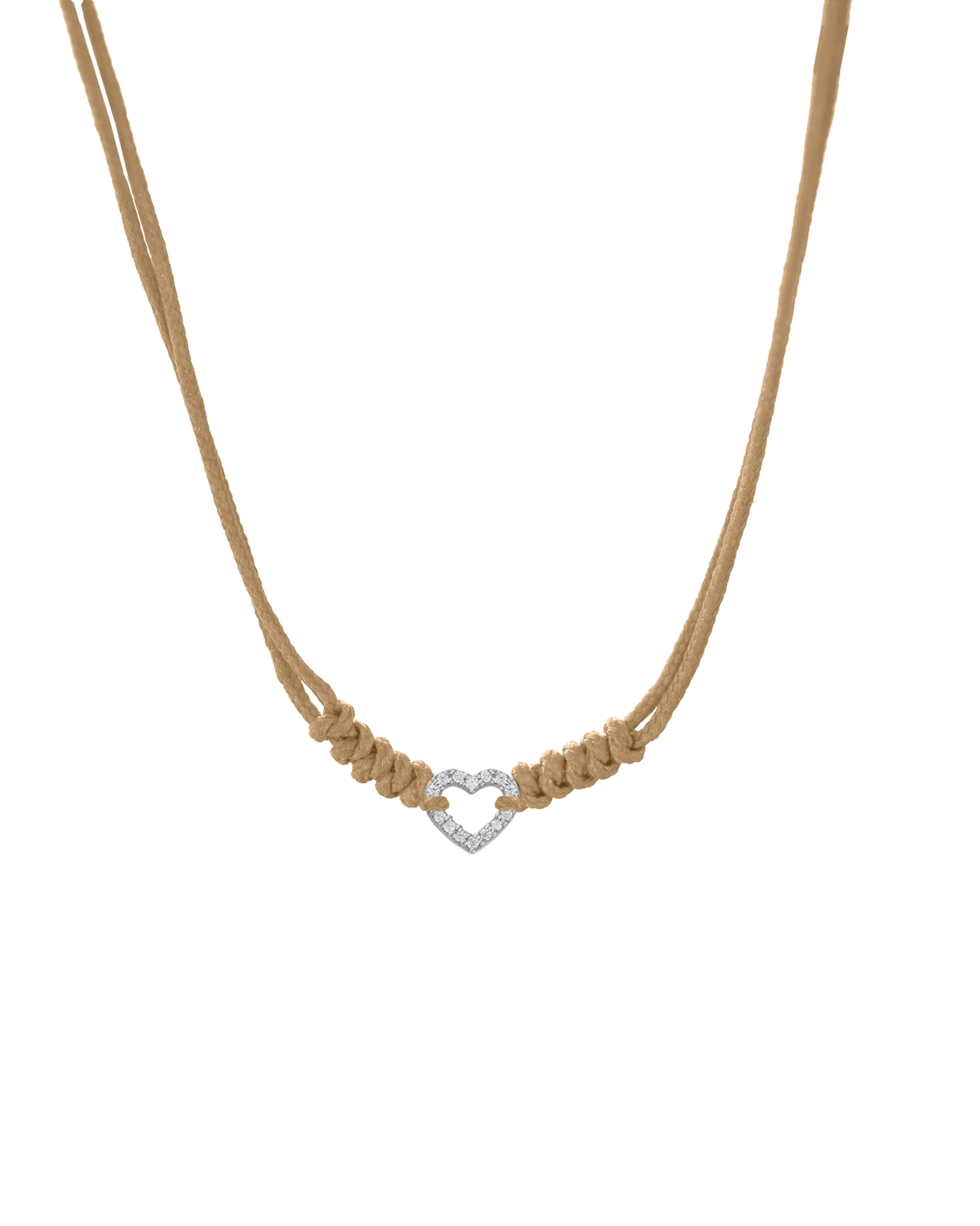 Diamond Outline Heart String of Love Necklace - 14K White Gold Necklaces 14K Solid Gold Camel 