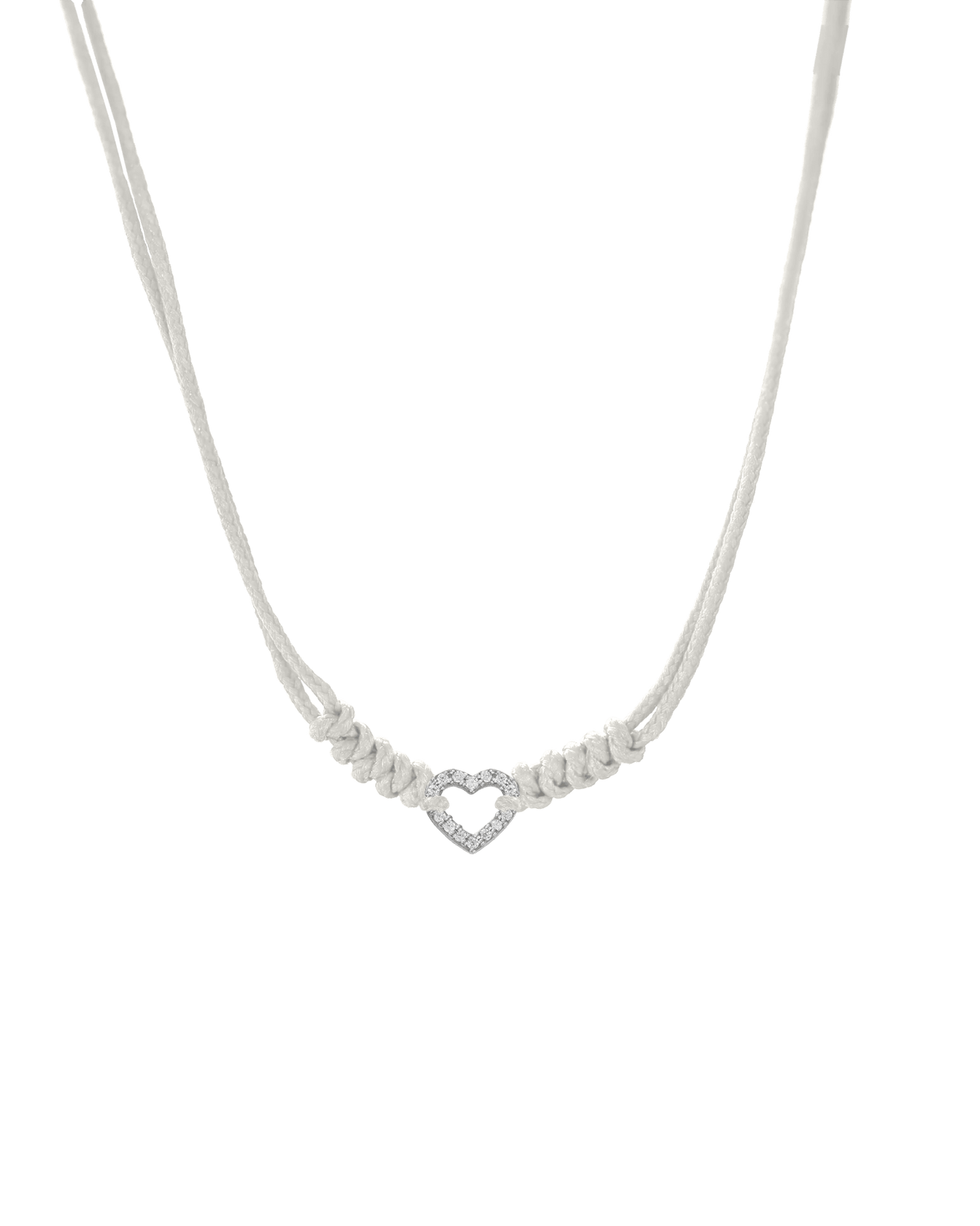 Diamond Outline Heart String of Love Necklace - 14K White Gold Necklaces 14K Solid Gold Pearl 