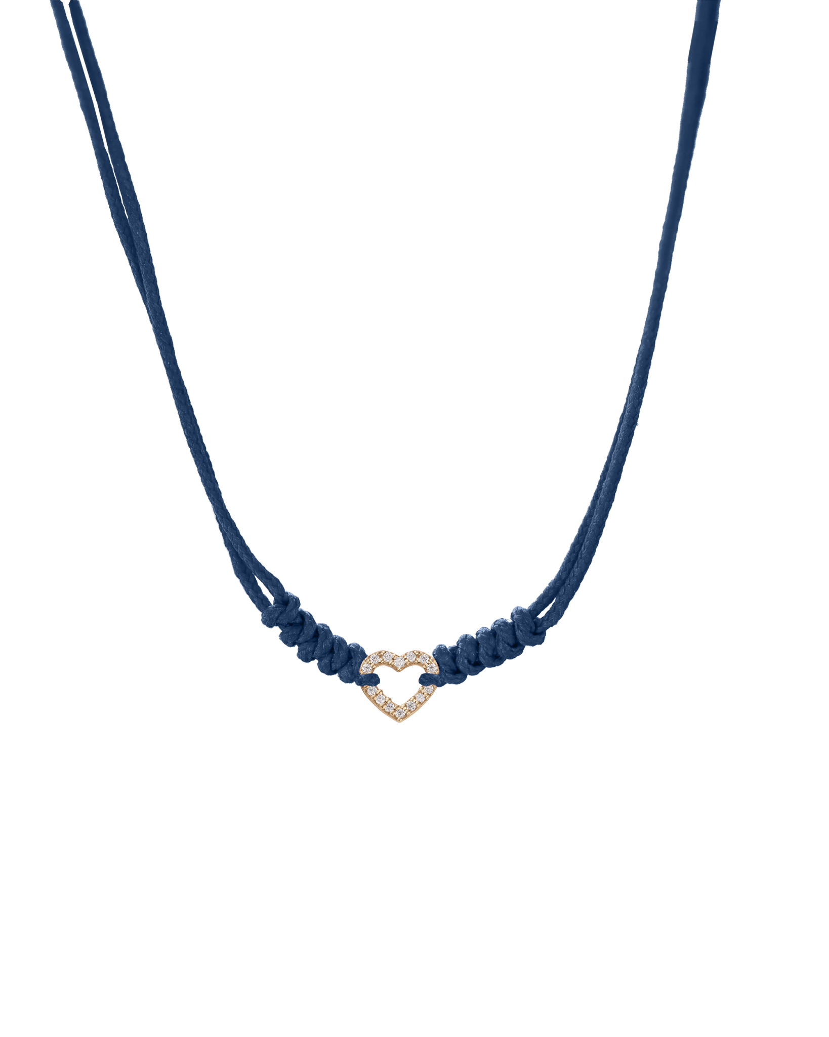 Diamond Outline Heart String of Love Necklace - 14K Yellow Gold Necklaces 14K Solid Gold Indigo 