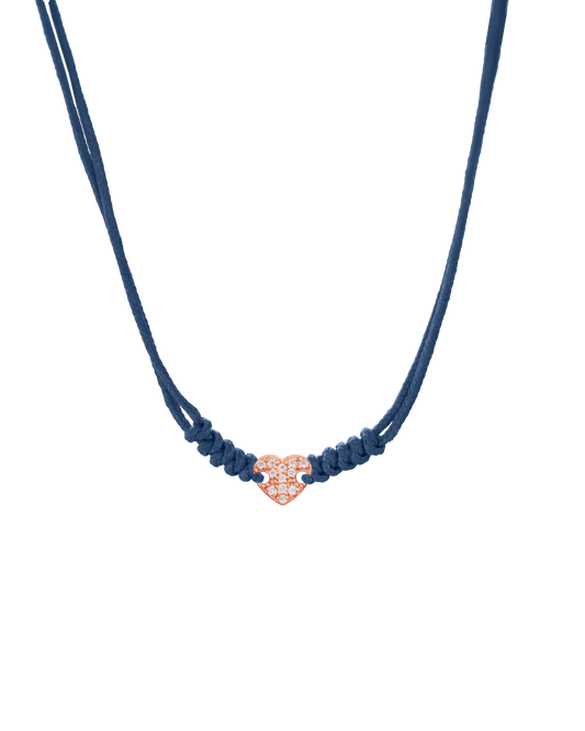Diamond Paved Heart String of Love Necklace - 14K Rose Gold Necklaces 14K Solid Gold Indigo 