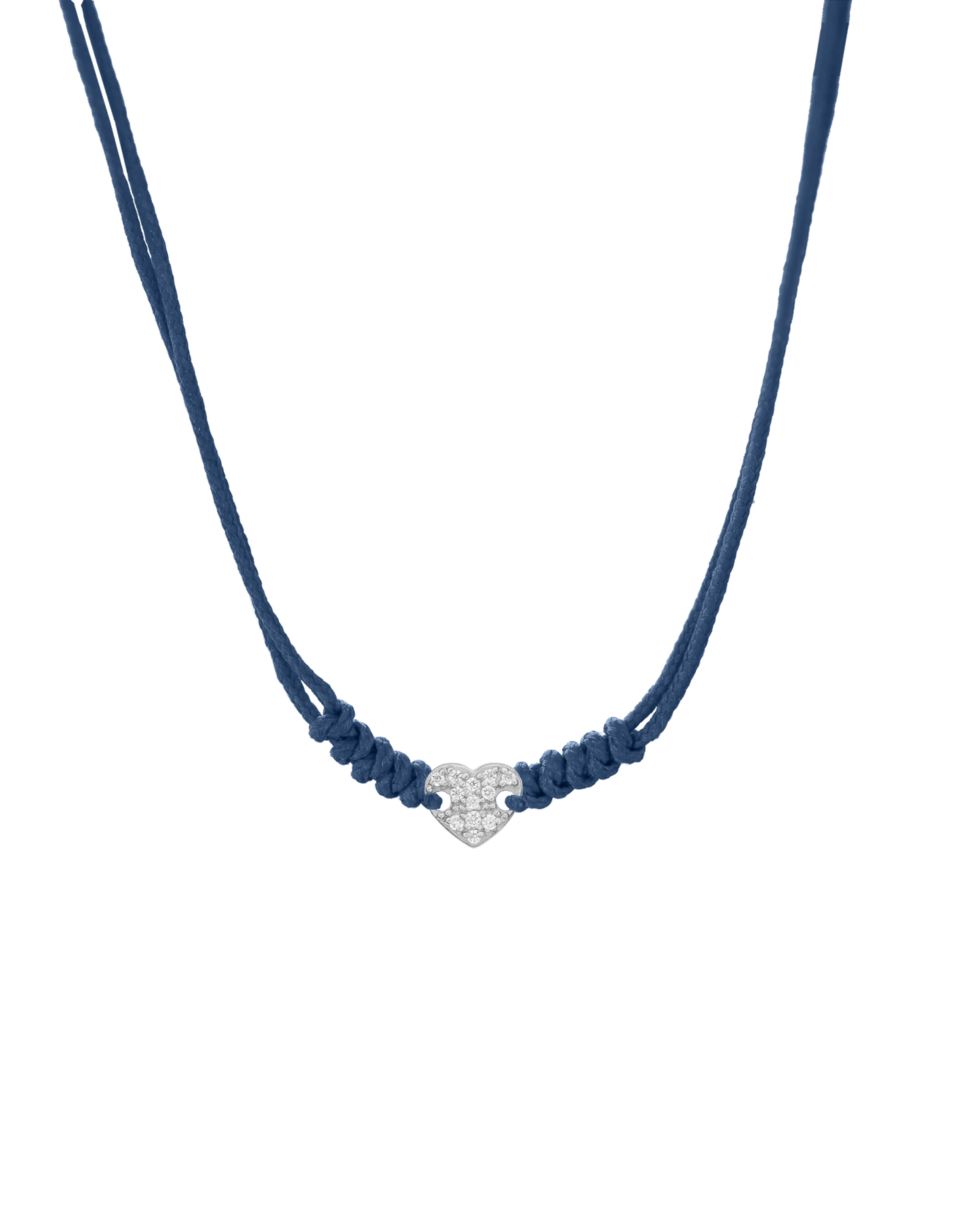 Diamond Paved Heart String of Love Necklace - 14K White Gold Necklaces 14K Solid Gold Indigo 
