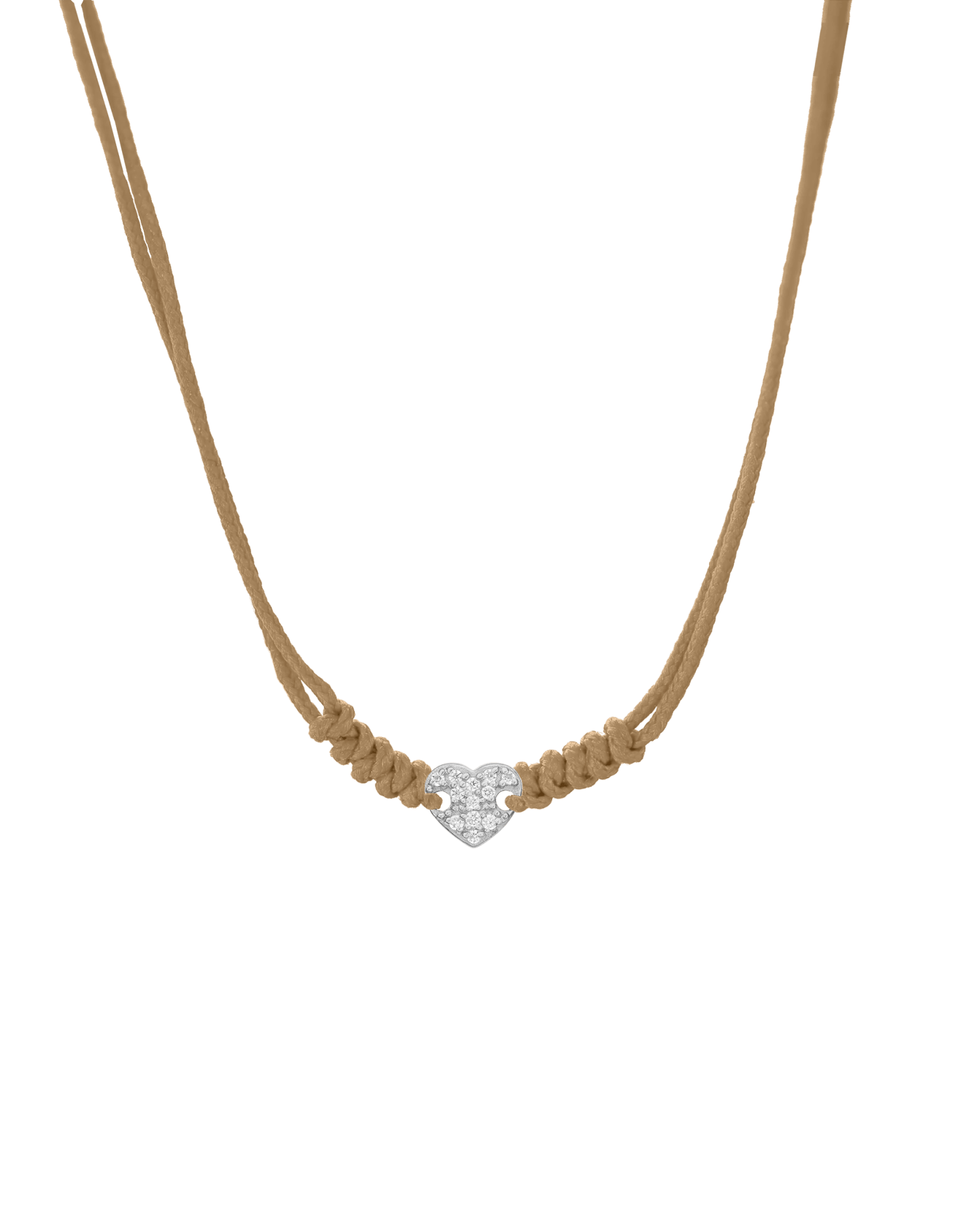 Diamond Paved Heart String of Love Necklace - 14K White Gold Necklaces 14K Solid Gold Camel 