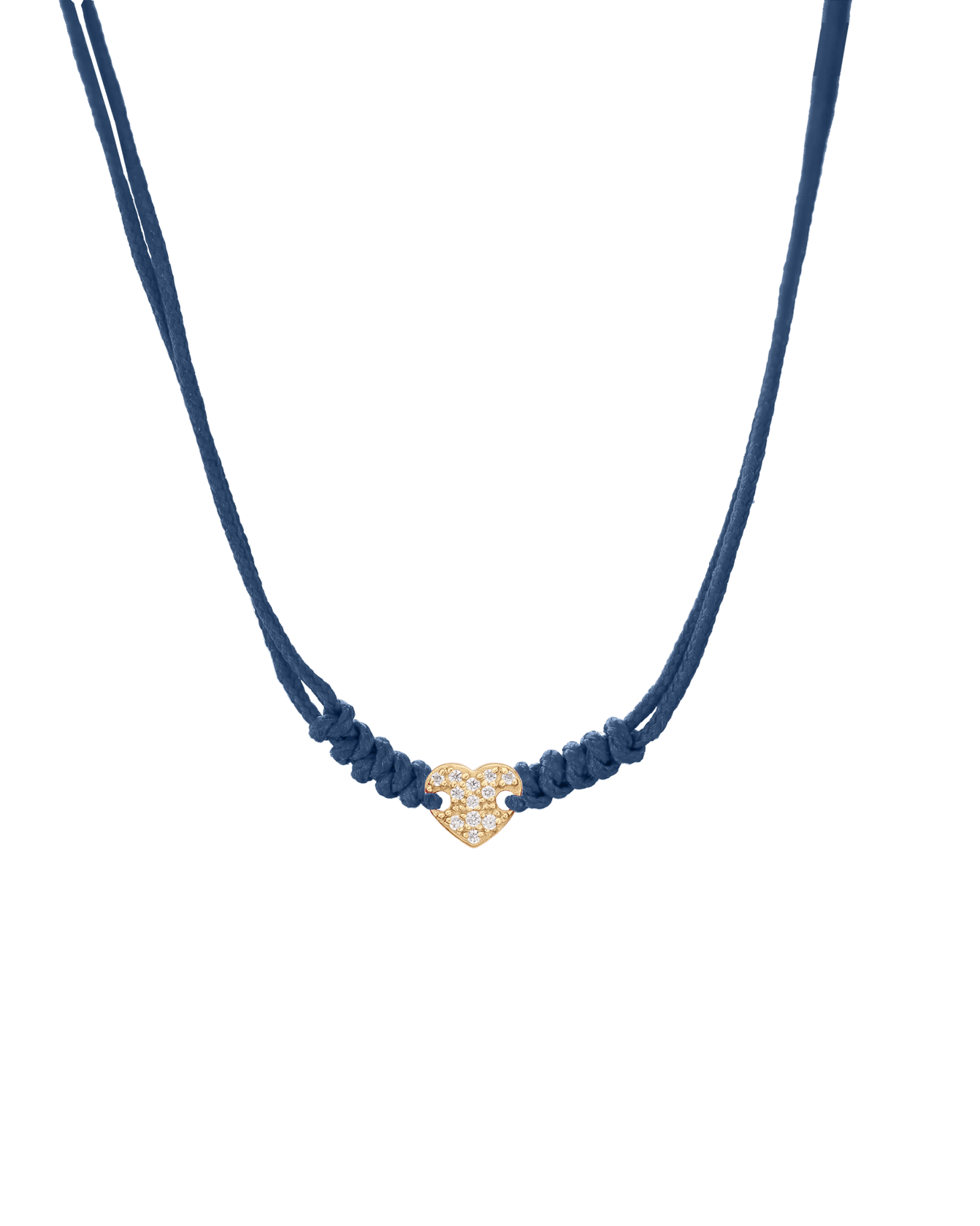 Diamond Paved Heart String of Love Necklace - 14K Yellow Gold Necklaces 14K Solid Gold Indigo 