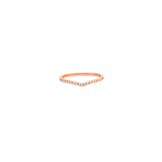 Diamond Paved V Ring - 14K Rose Gold Rings 14K Solid Gold US 4 