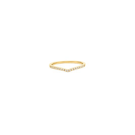Diamond Paved V Ring - 14K Yellow Gold Rings 14K Solid Gold US 4 