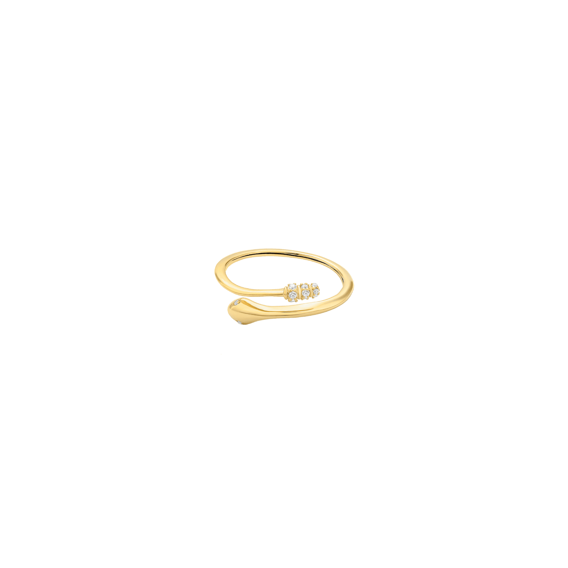 Diamond Snake Ring - 14K Yellow Gold Rings 14K Solid Gold US 4 