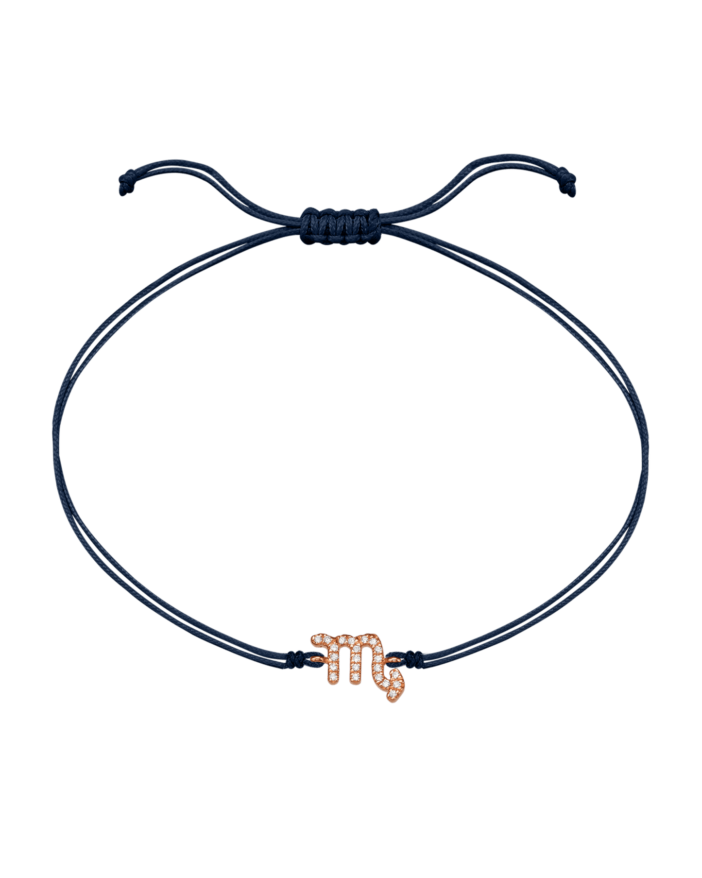Diamond Zodiac Signs String of Love - 14K Rose Gold Bracelets 14K Solid Gold Navy Blue 