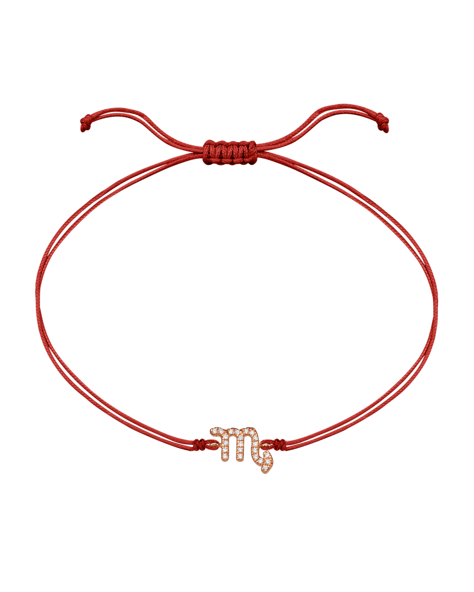 Diamond Zodiac Signs String of Love - 14K Rose Gold Bracelets 14K Solid Gold Red 