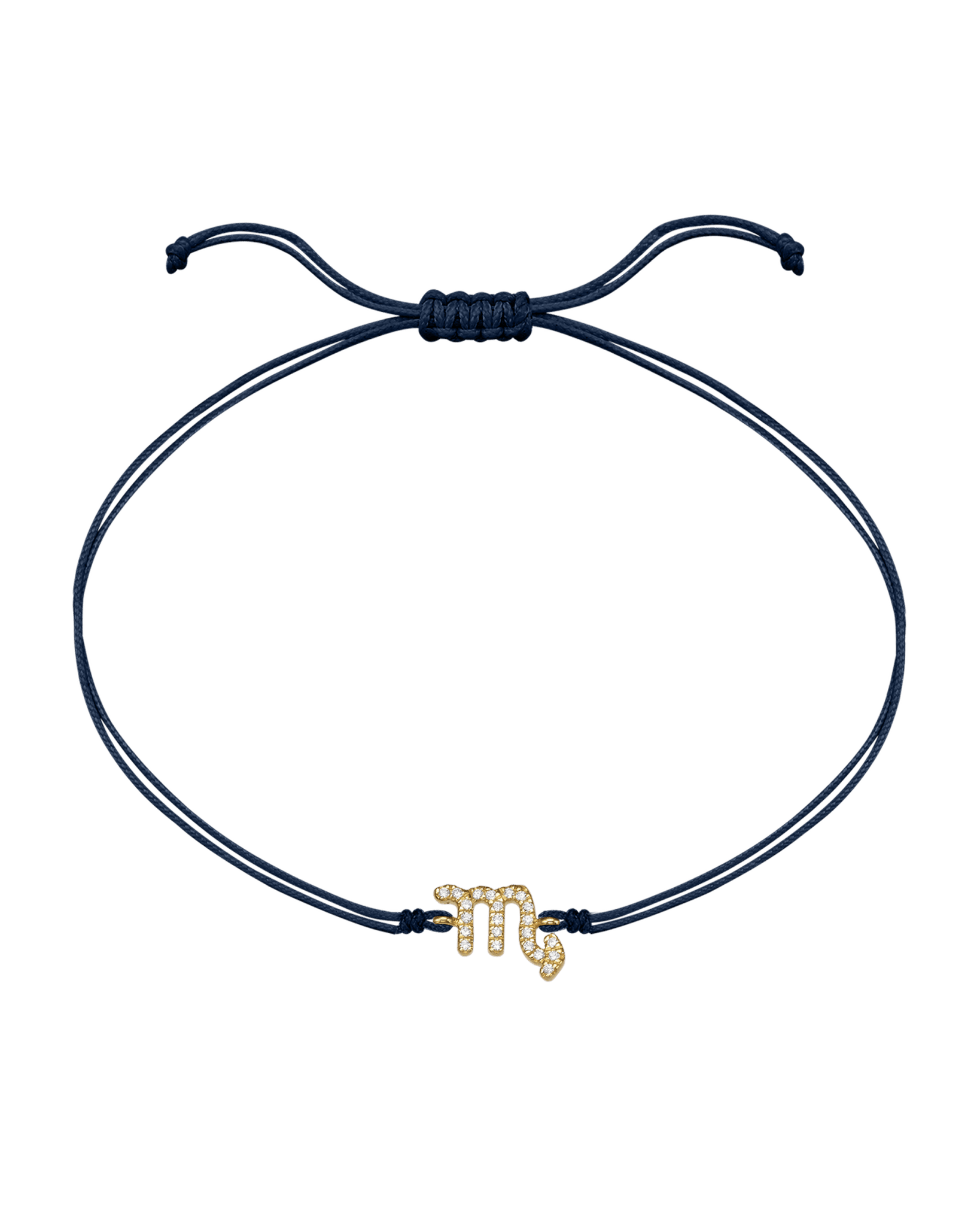 Diamond Zodiac Signs String of Love - 14K Yellow Gold Bracelets 14K Solid Gold Navy Blue 