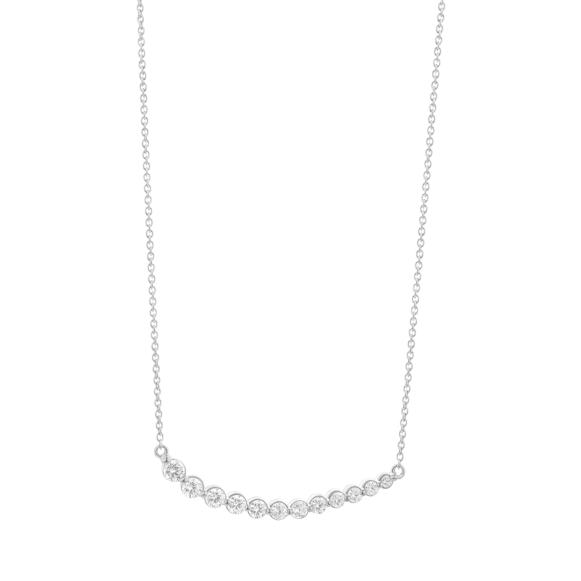 Diamonds Bezel Bar Necklace - 14K Yellow Gold Necklaces magal-dev 