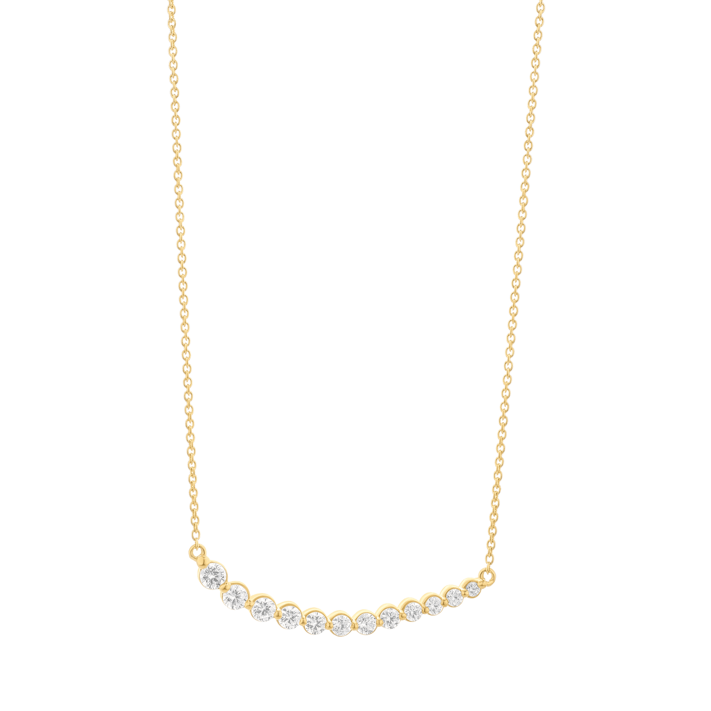Diamonds Bezel Bar Necklace - 14K Rose Gold Necklaces magal-dev 