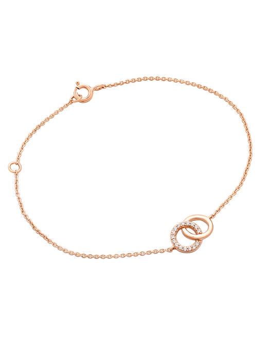 Double Diamond Circle Bracelet - 14K Rose Gold Bracelets magal-dev 