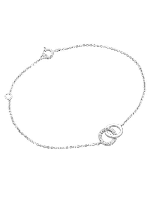 Double Diamond Circle Bracelet - 14K White Gold Bracelets magal-dev 