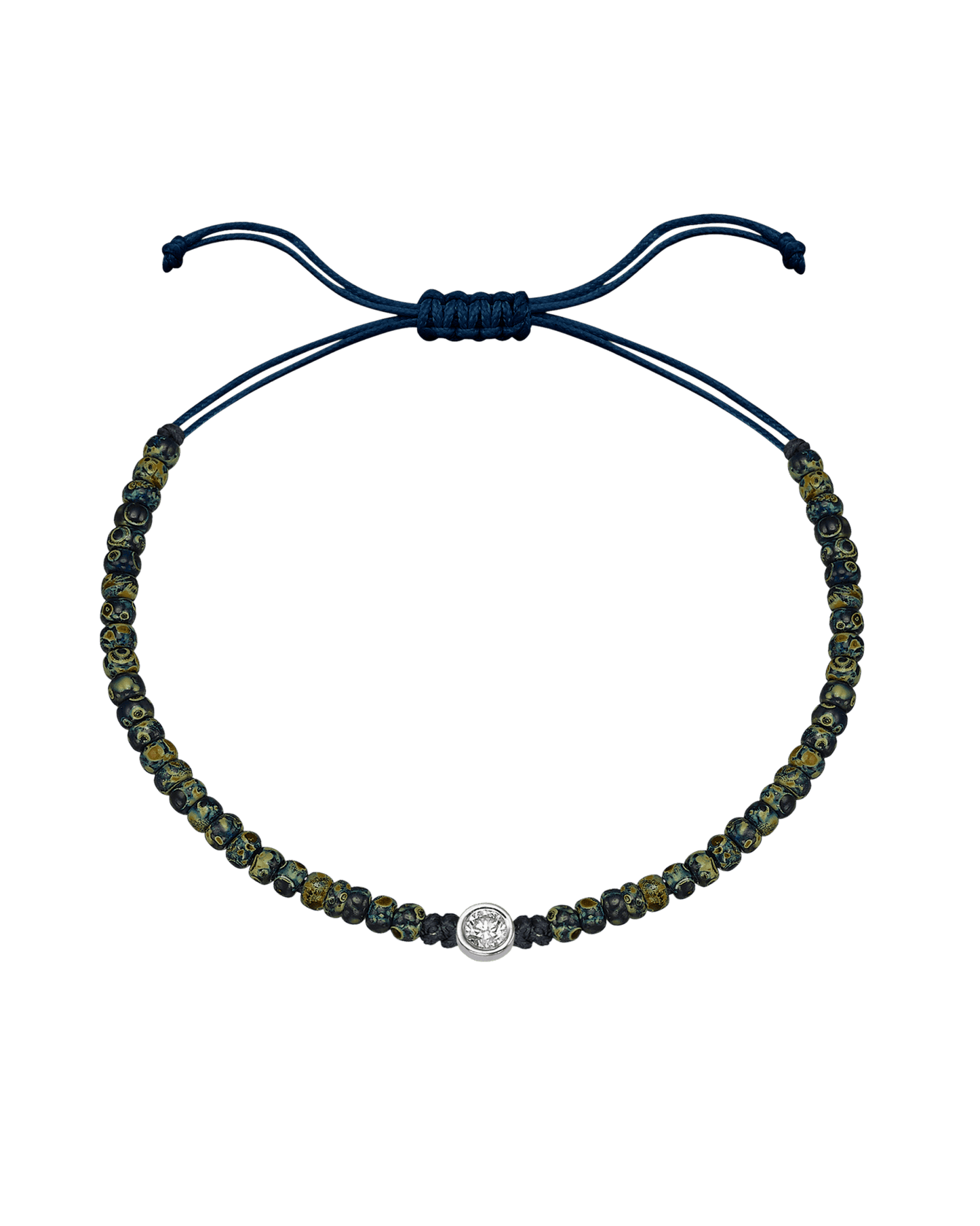 Dyed Blue Beads String Of Love - 14K White Gold Bracelets magal-dev Large: 0.1ct 