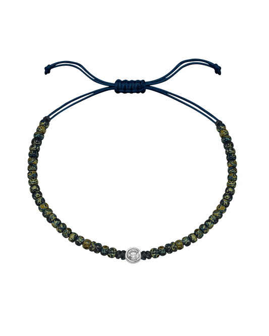 Dyed Blue Beads String Of Love - 14K White Gold Bracelets magal-dev Large: 0.1ct 