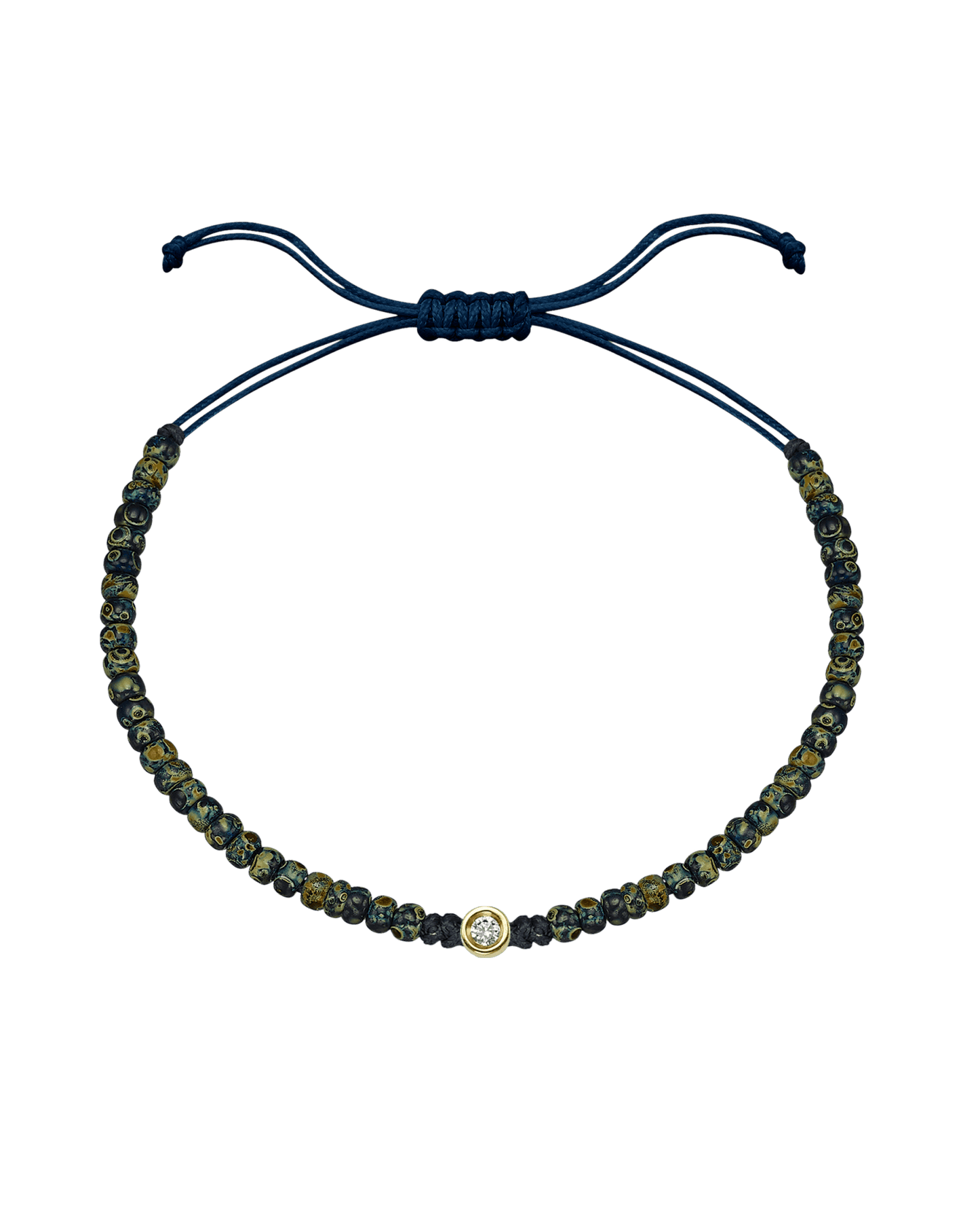Dyed Blue Beads String Of Love - 14K Yellow Gold Bracelets magal-dev Small: 0.03ct 