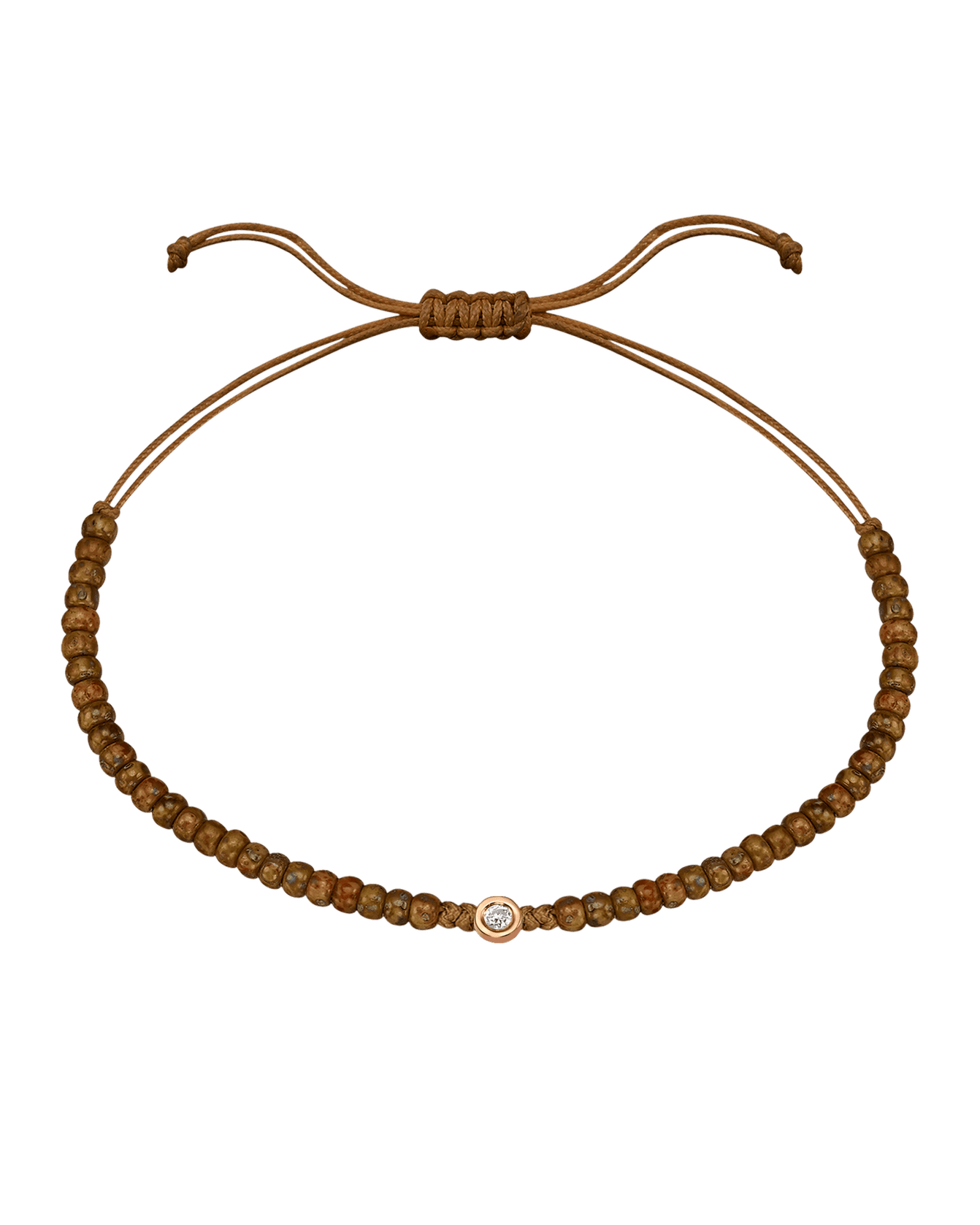 Dyed Brown Beads String Of Love - 14K Rose Gold Bracelets magal-dev Small: 0.03ct 