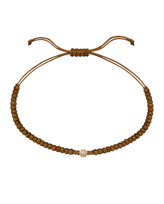 Dyed Brown Beads String Of Love - 14K Rose Gold Bracelets magal-dev Small: 0.03ct 