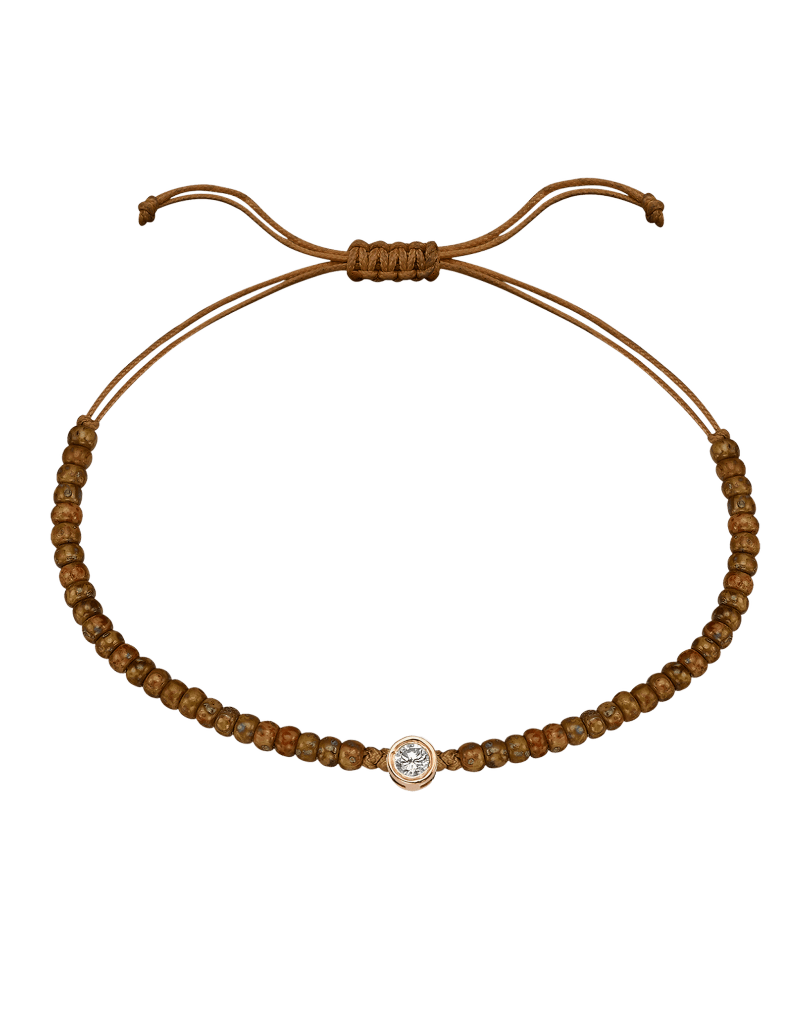 Dyed Brown Beads String Of Love - 14K Rose Gold Bracelets magal-dev Large: 0.1ct 