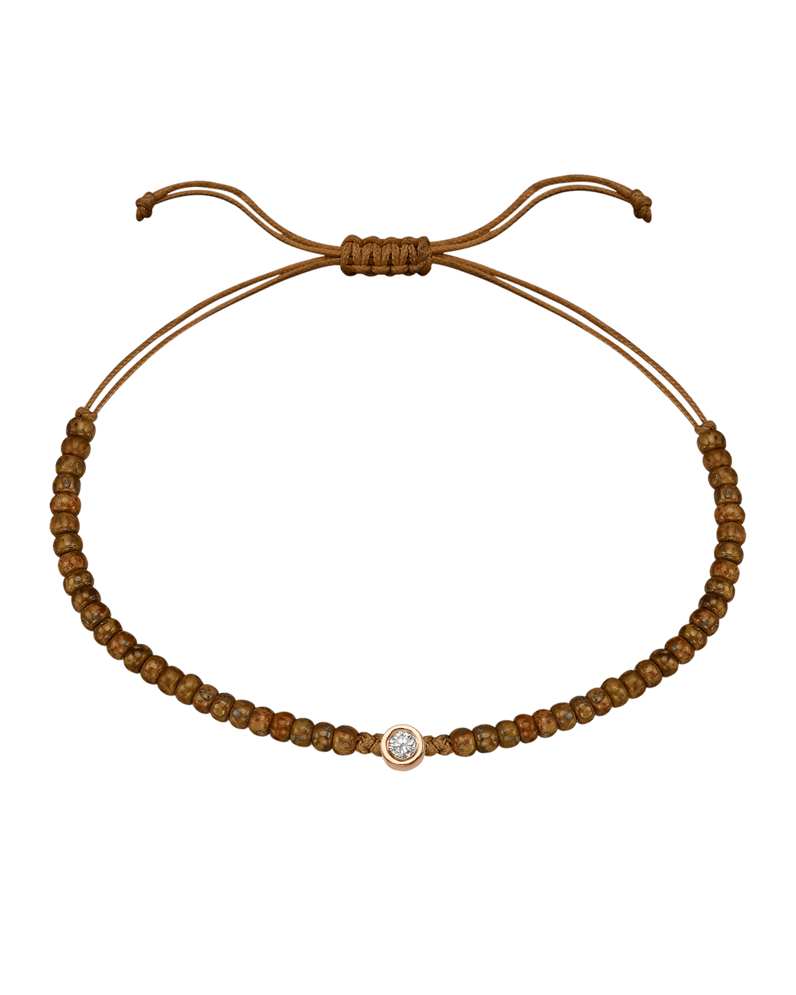 Dyed Brown Beads String Of Love - 14K Rose Gold Bracelets magal-dev Medium: 0.04ct 