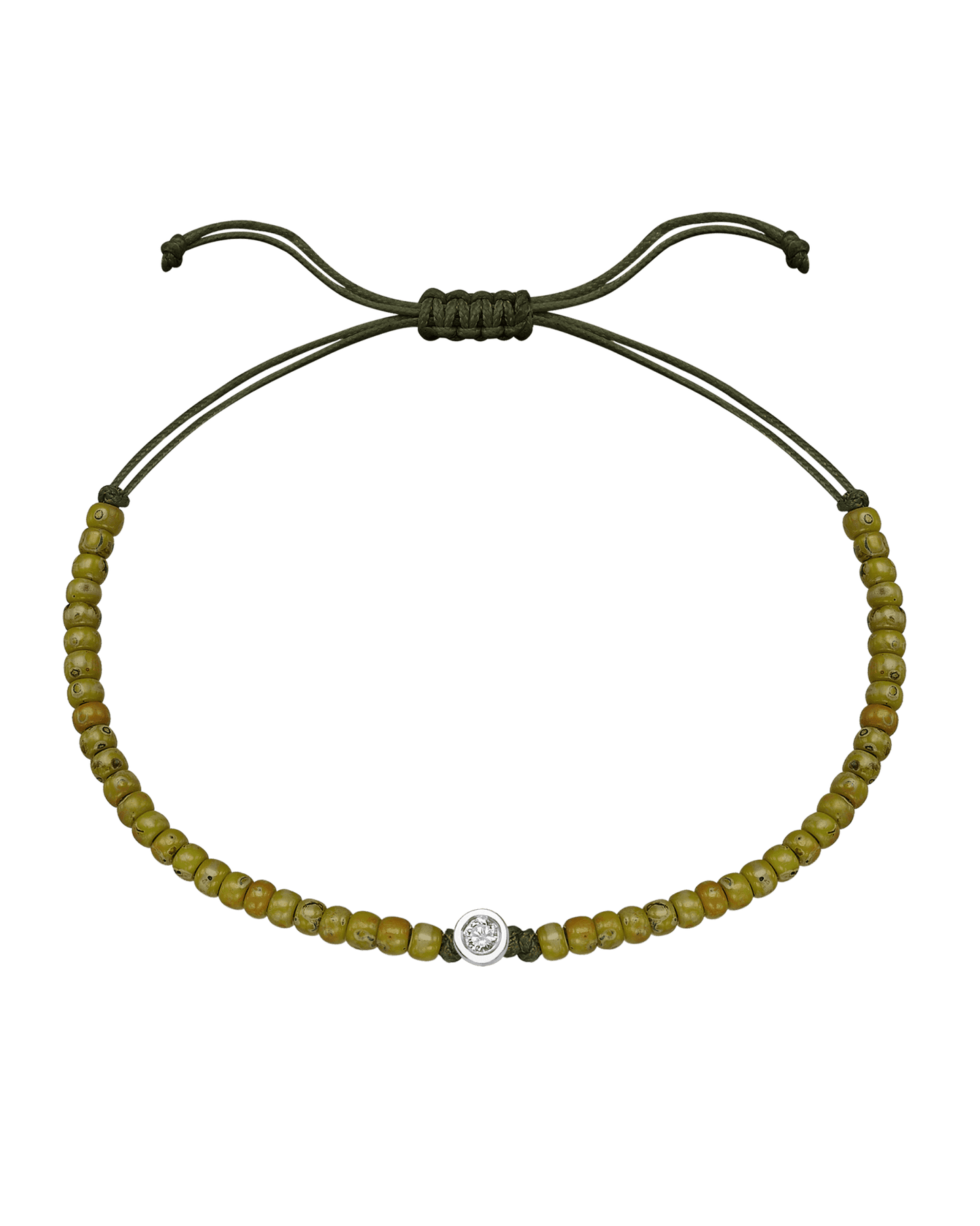 Dyed Green Malachite Beads String of Love - 14K White Gold Bracelets magal-dev Medium: 0.04ct 