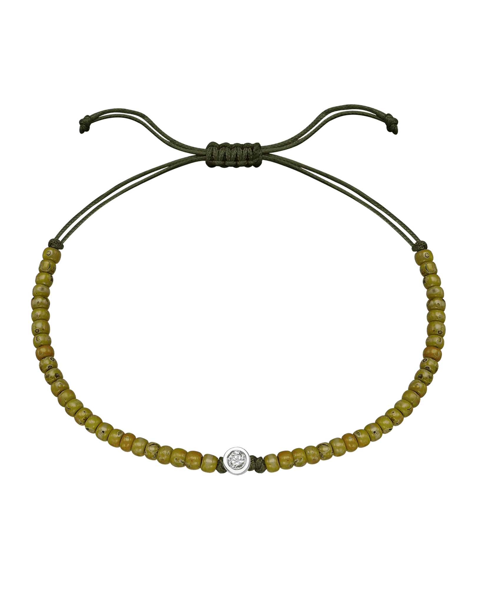 Dyed Green Malachite Beads String of Love - 14K White Gold Bracelets magal-dev Medium: 0.04ct 